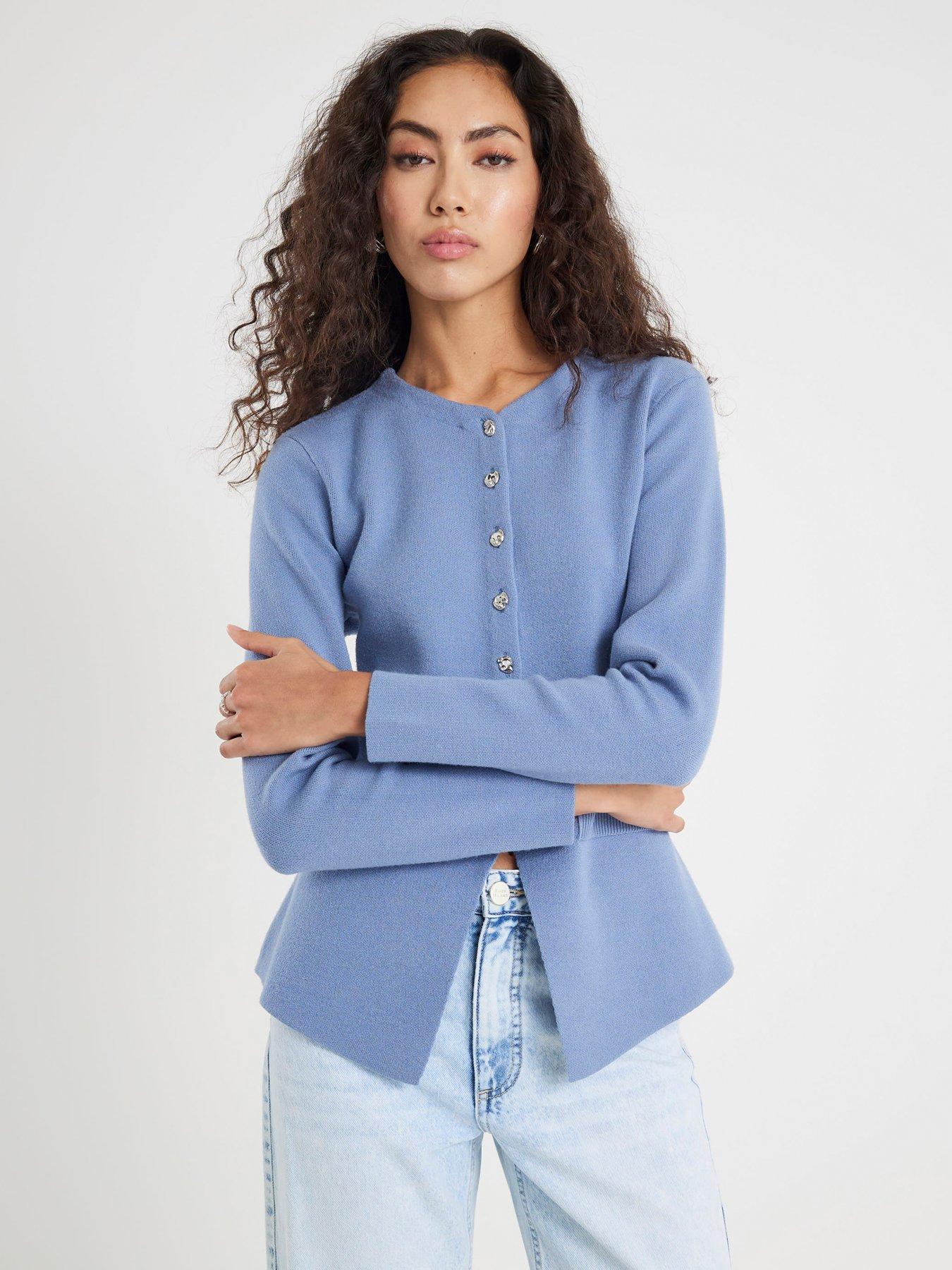 River Island Button Up Cardigan Blue Very