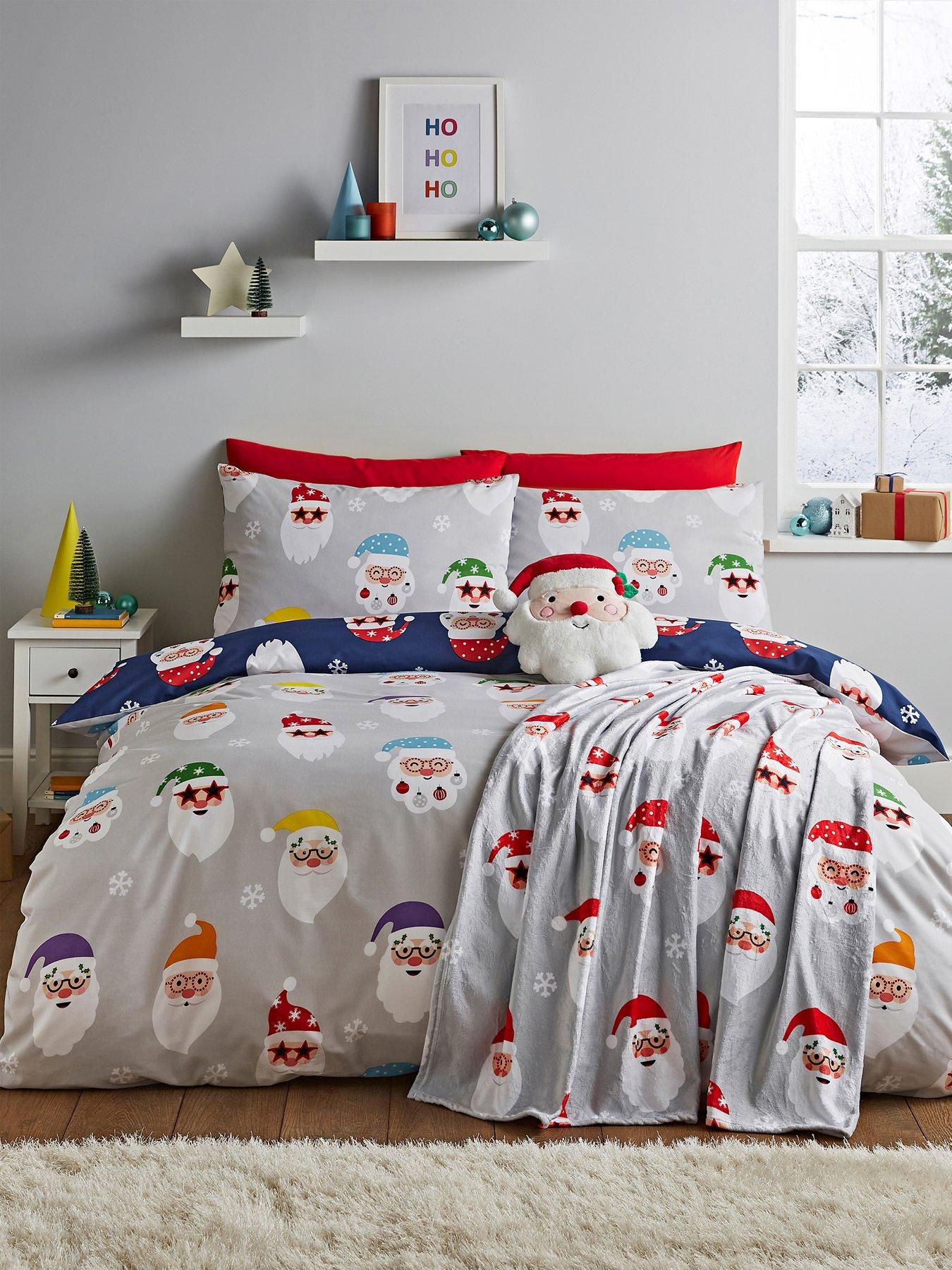 Catherine Lansfield Christmas Santa Spec-Tacular Reversible King Duvet Cover Set with Pillowcase Grey - Image 5