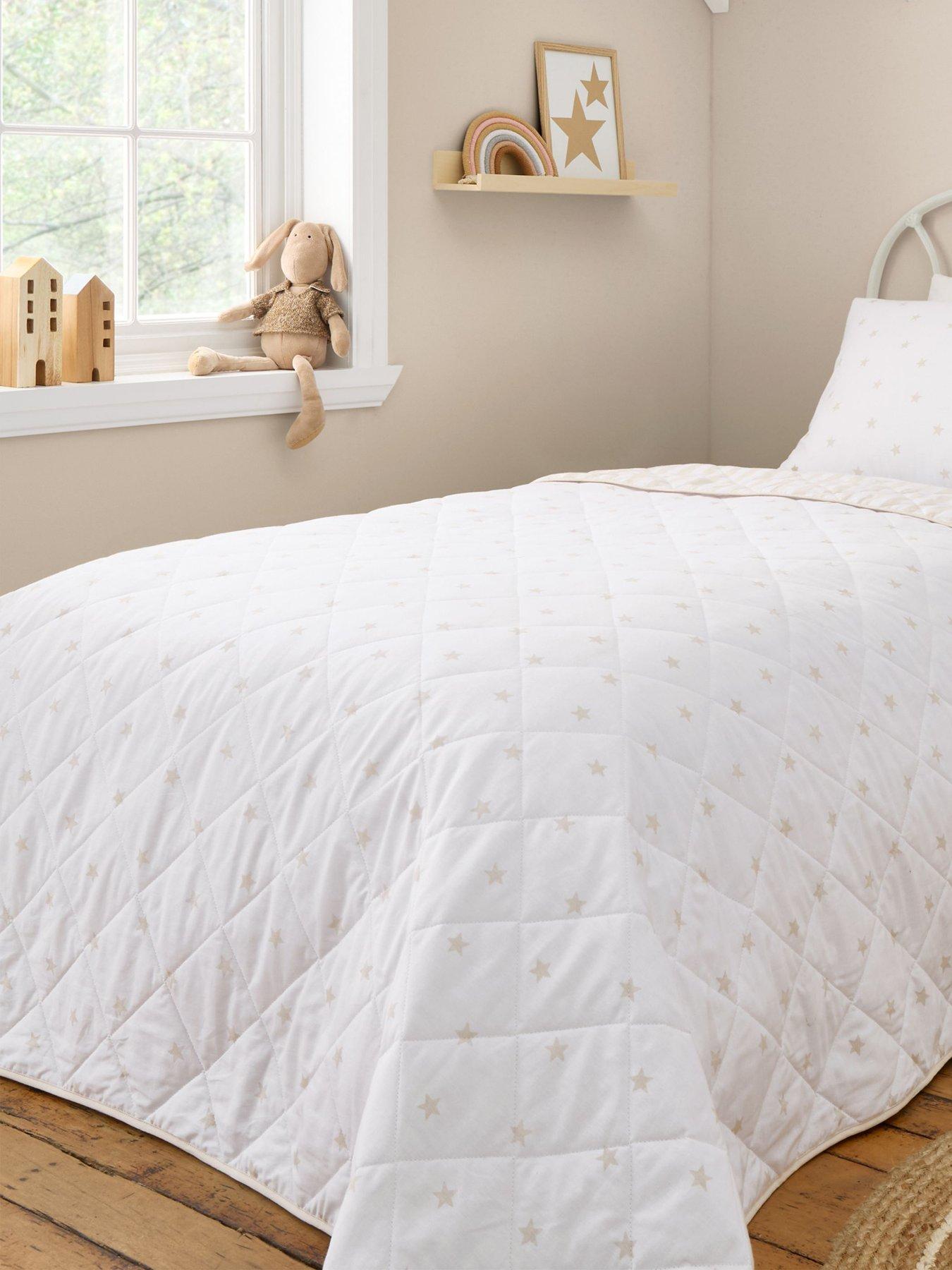 Bianca Mini Star  &  Stripes 100% Cotton Bedspread- 200x200cm Natural
