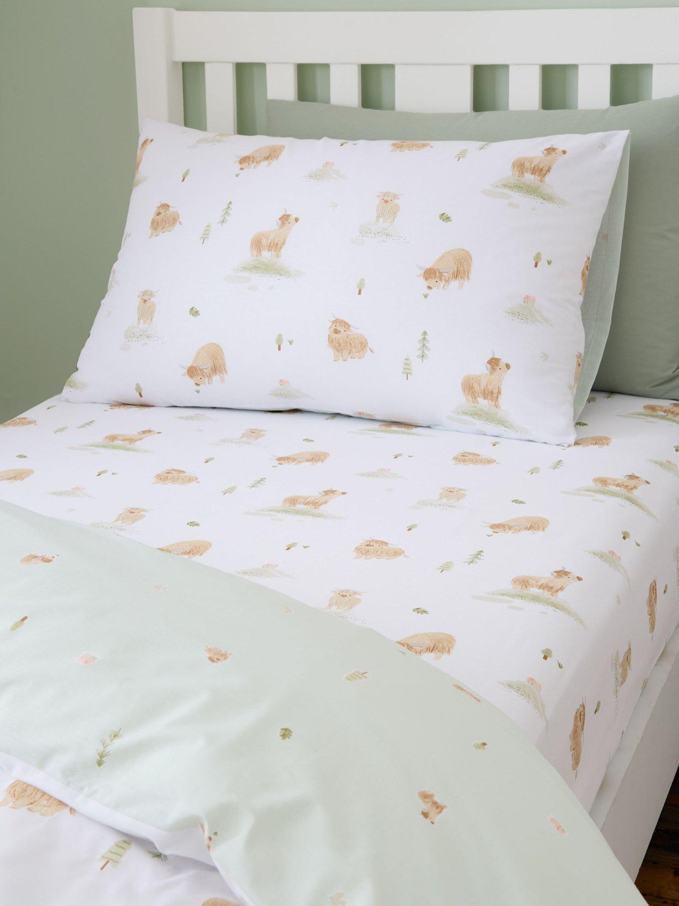 Bianca Mini Moo Cow 100% Cotton Fitted Sheet - White