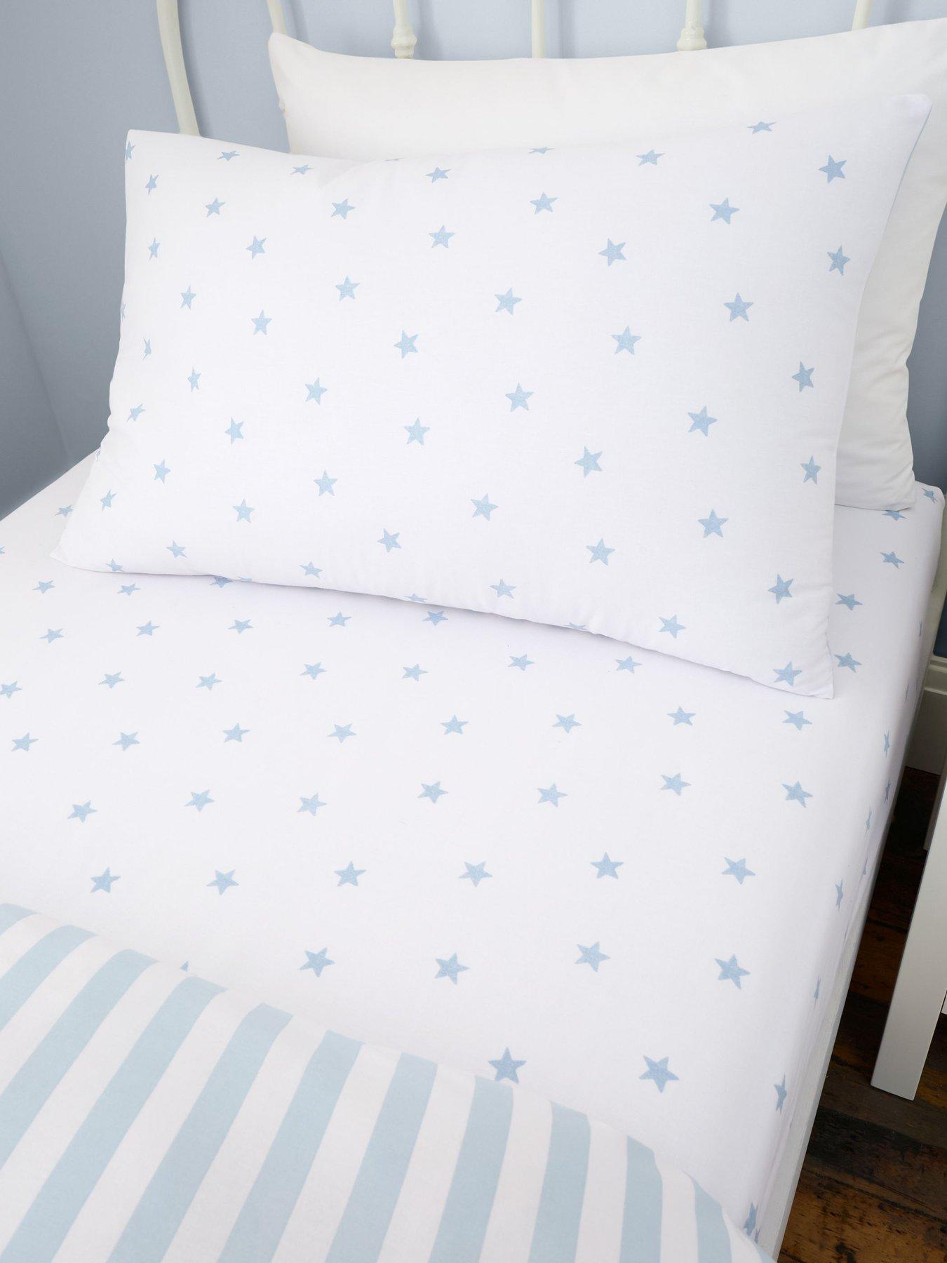 undefined Mini Star & Stripes 100% Cotton Fitted Sheet- Blue