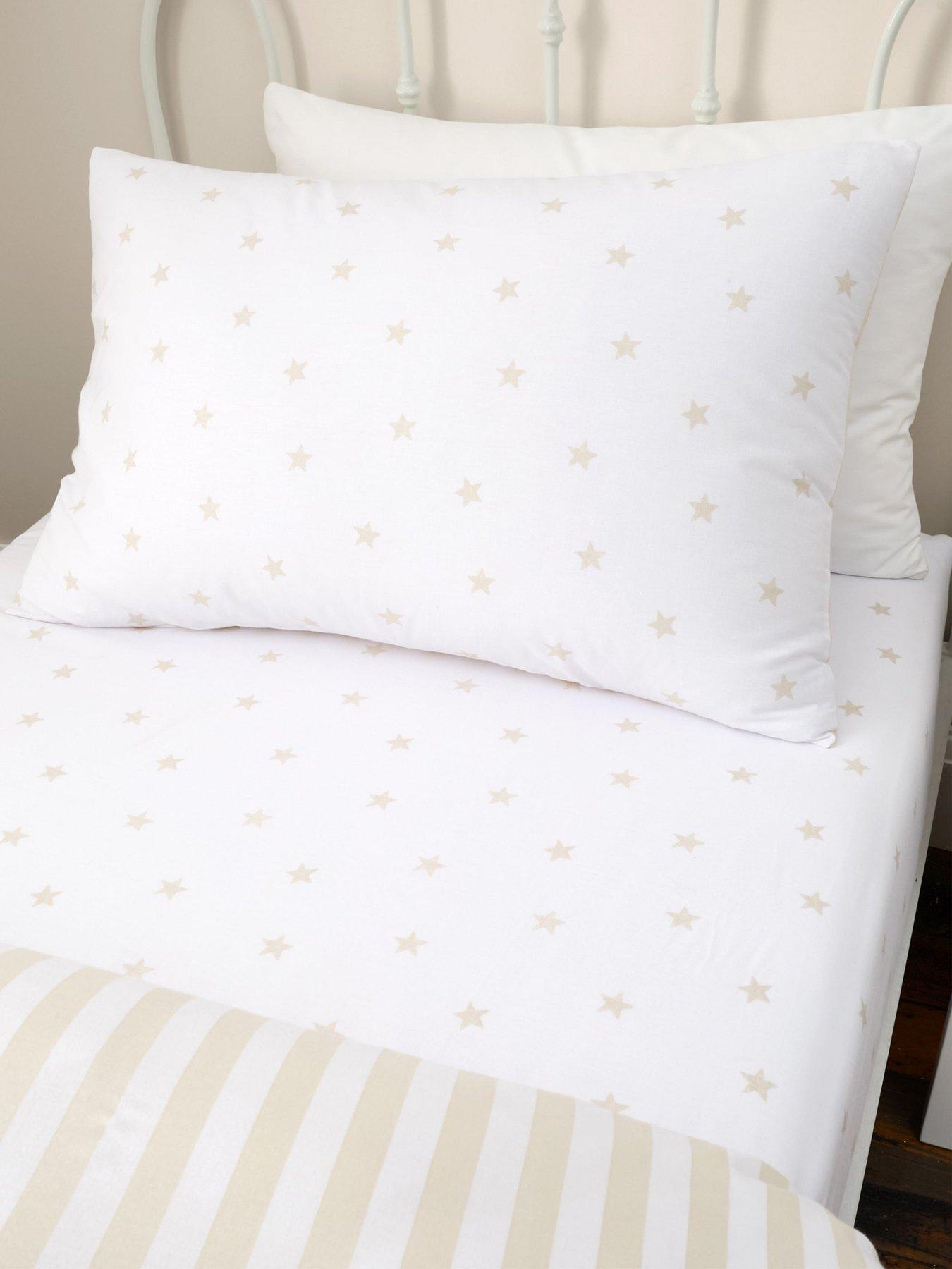 undefined Mini Star & Stripes 100% Cotton Fitted Sheet - Natural