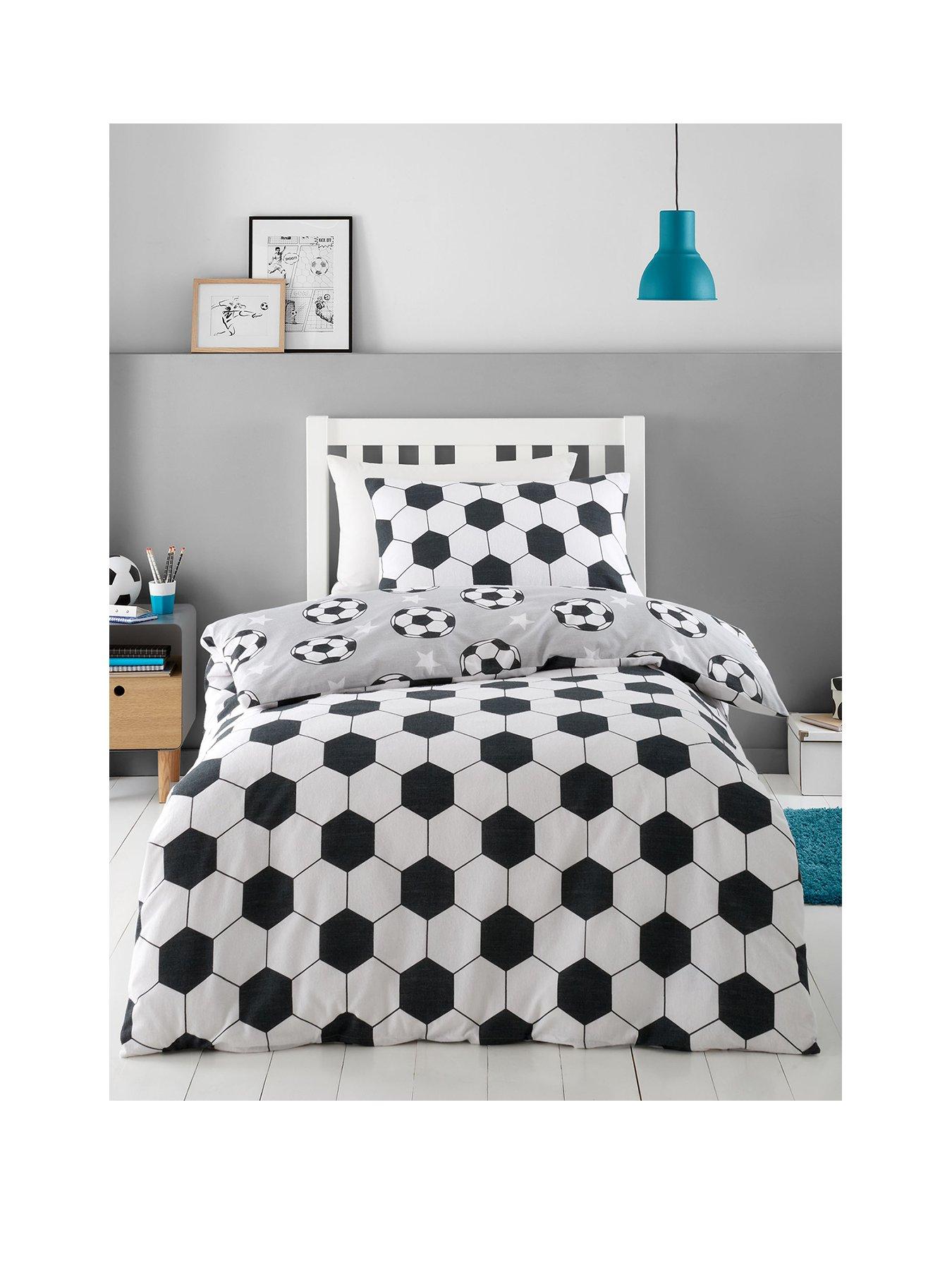 Image 2 of 5 of Catherine Lansfield Brushed Cotton Football Stars Reversible Duvet Set Grey