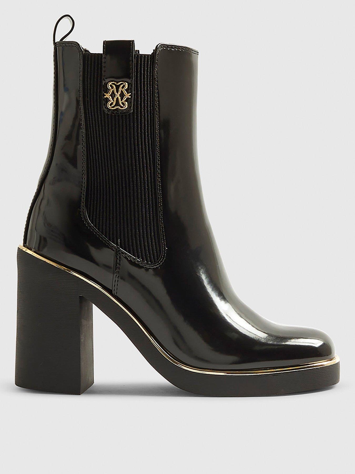 River Island Wide Stacked Chelsea Boot - Black