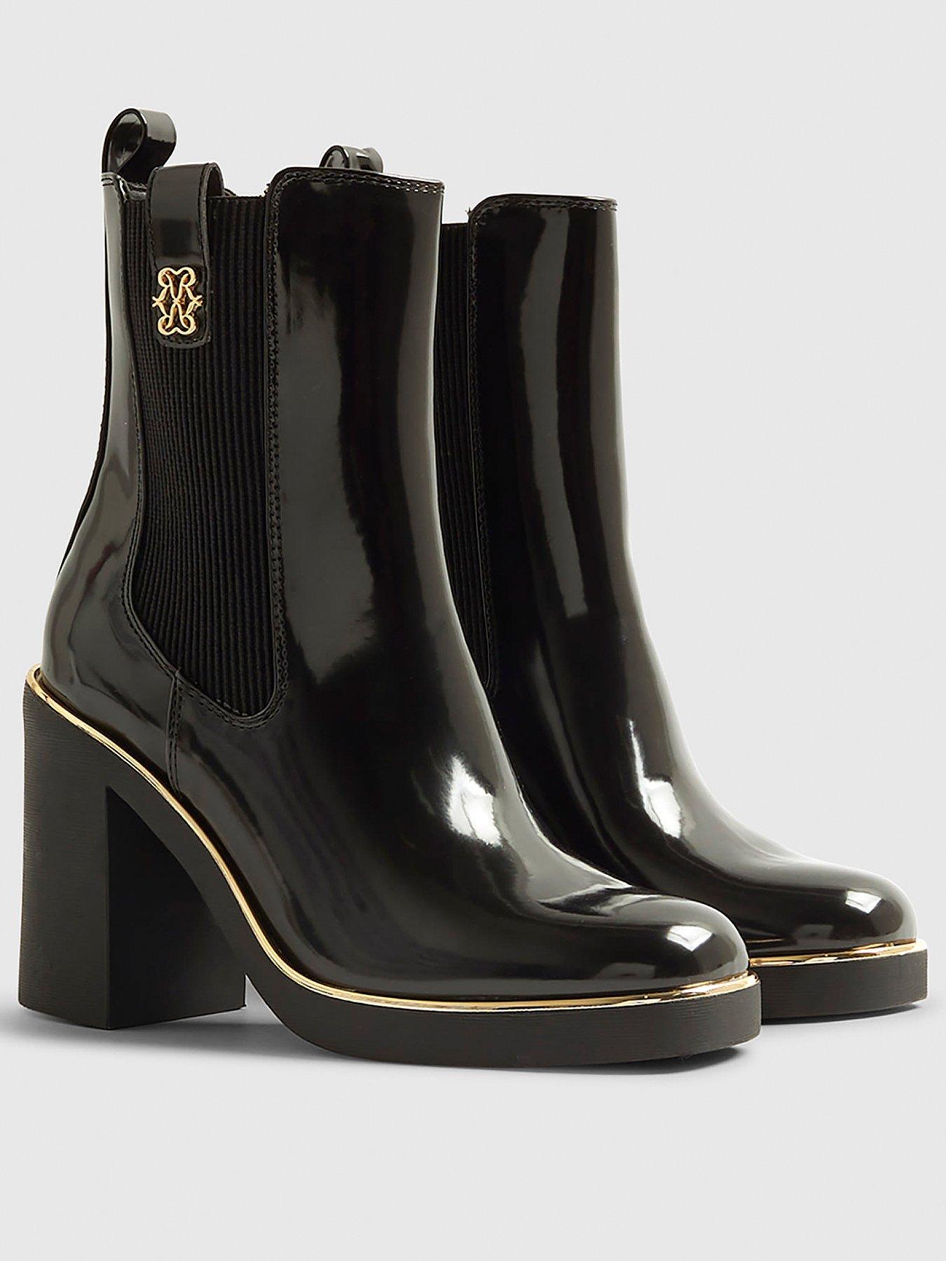 Image 2 of 5 of River Island Wide Stacked Chelsea Boot - Black