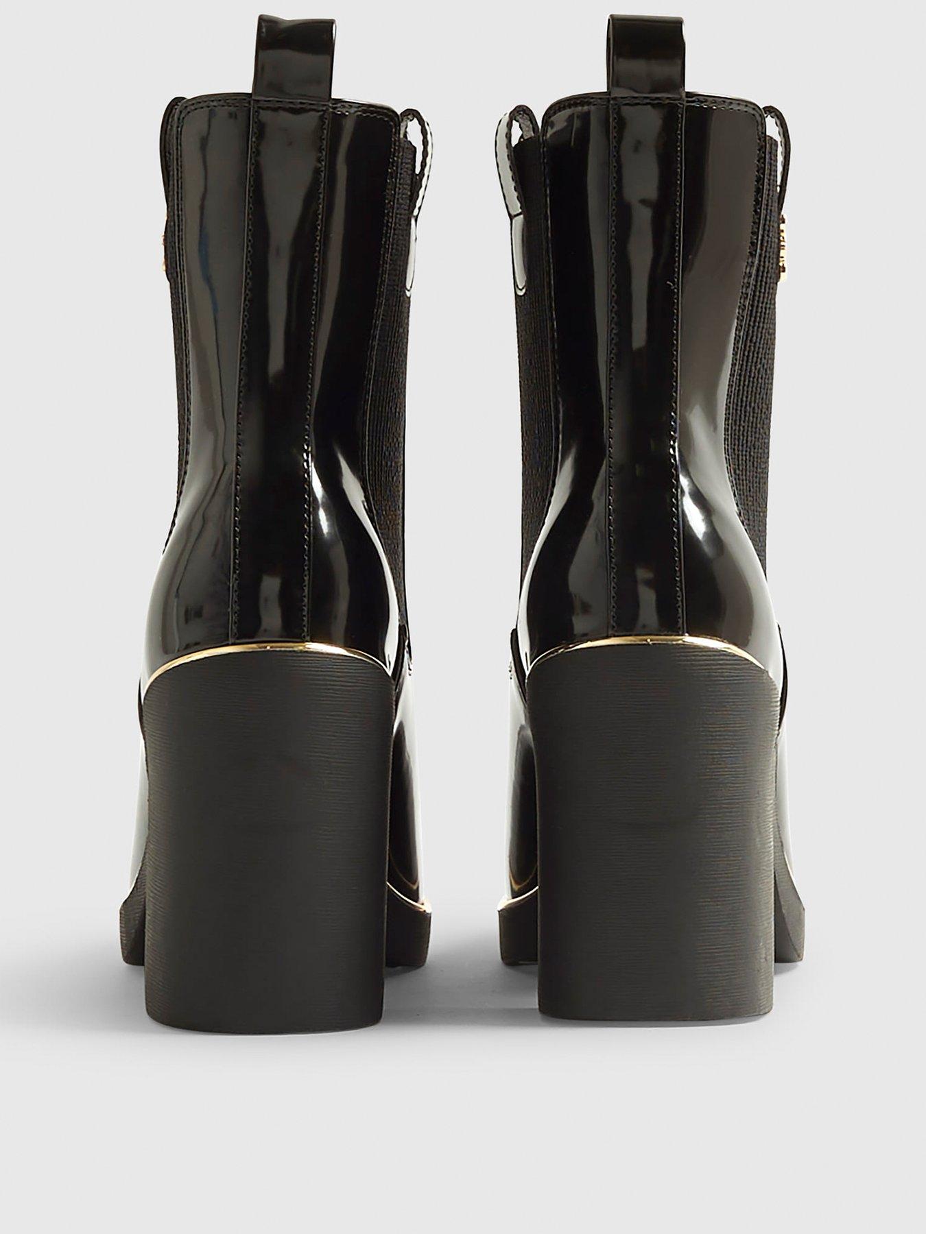 Image 3 of 5 of River Island Wide Stacked Chelsea Boot - Black