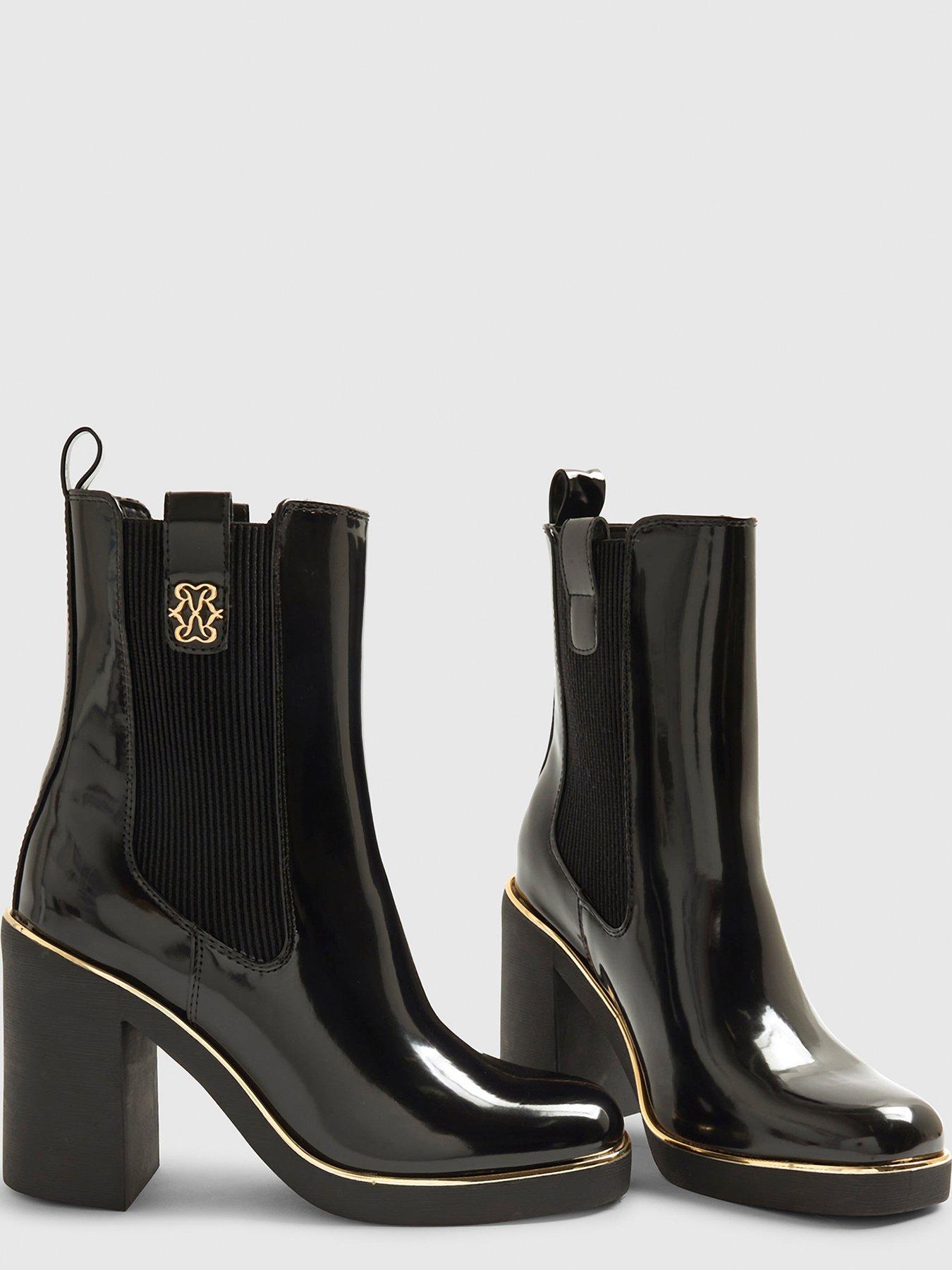 Image 4 of 5 of River Island Wide Stacked Chelsea Boot - Black