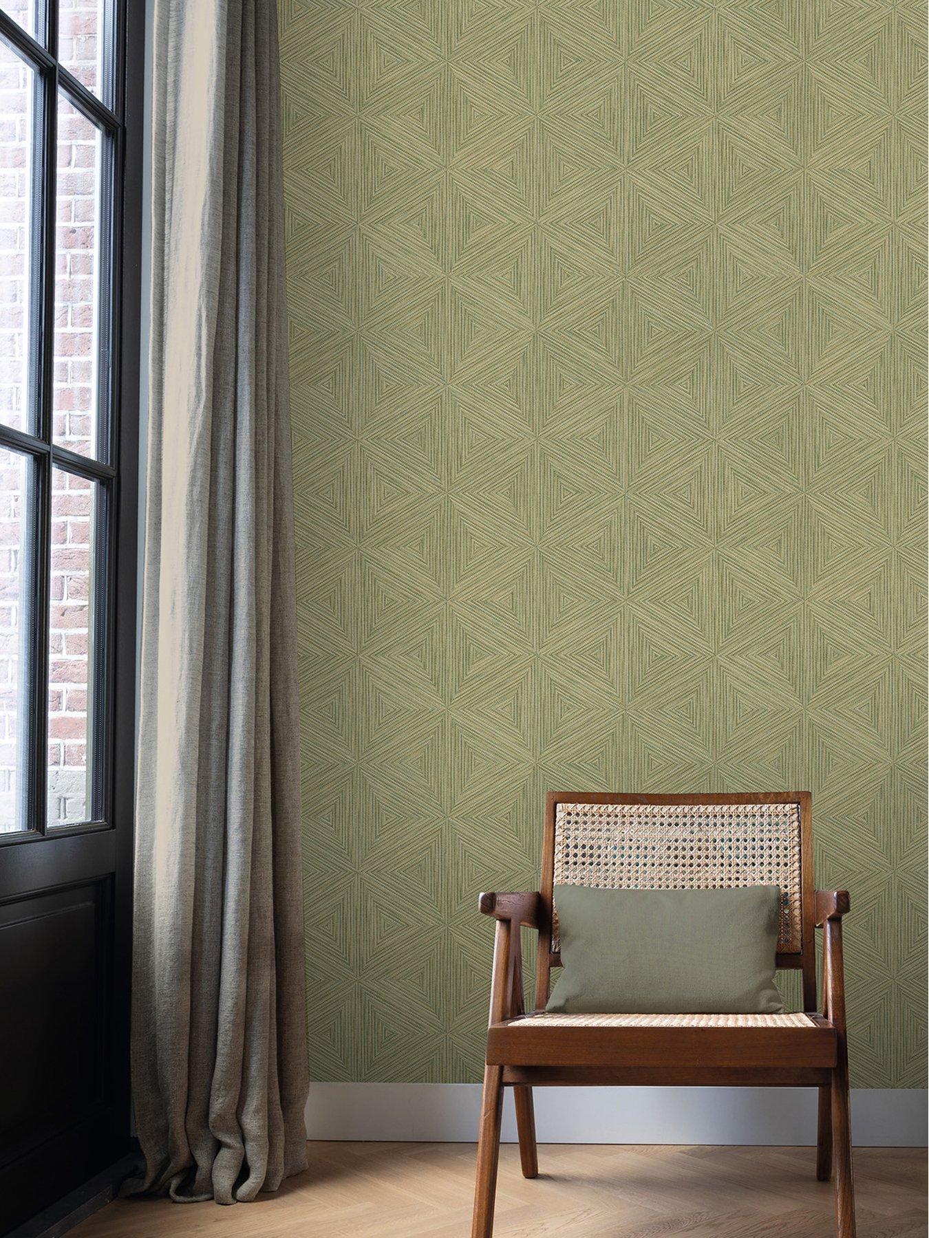 Image 1 of 5 of Rasch Boho Geo Wallpaper - Green