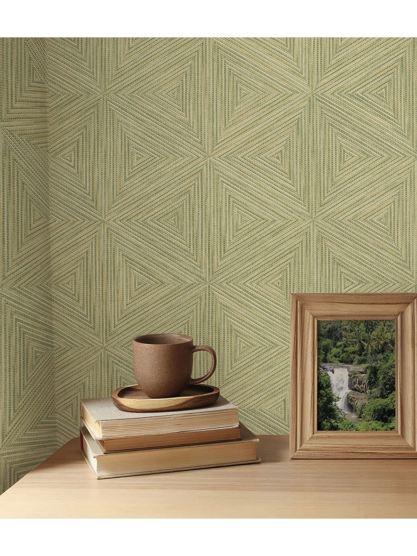 Image 3 of 5 of Rasch Boho Geo Wallpaper - Green