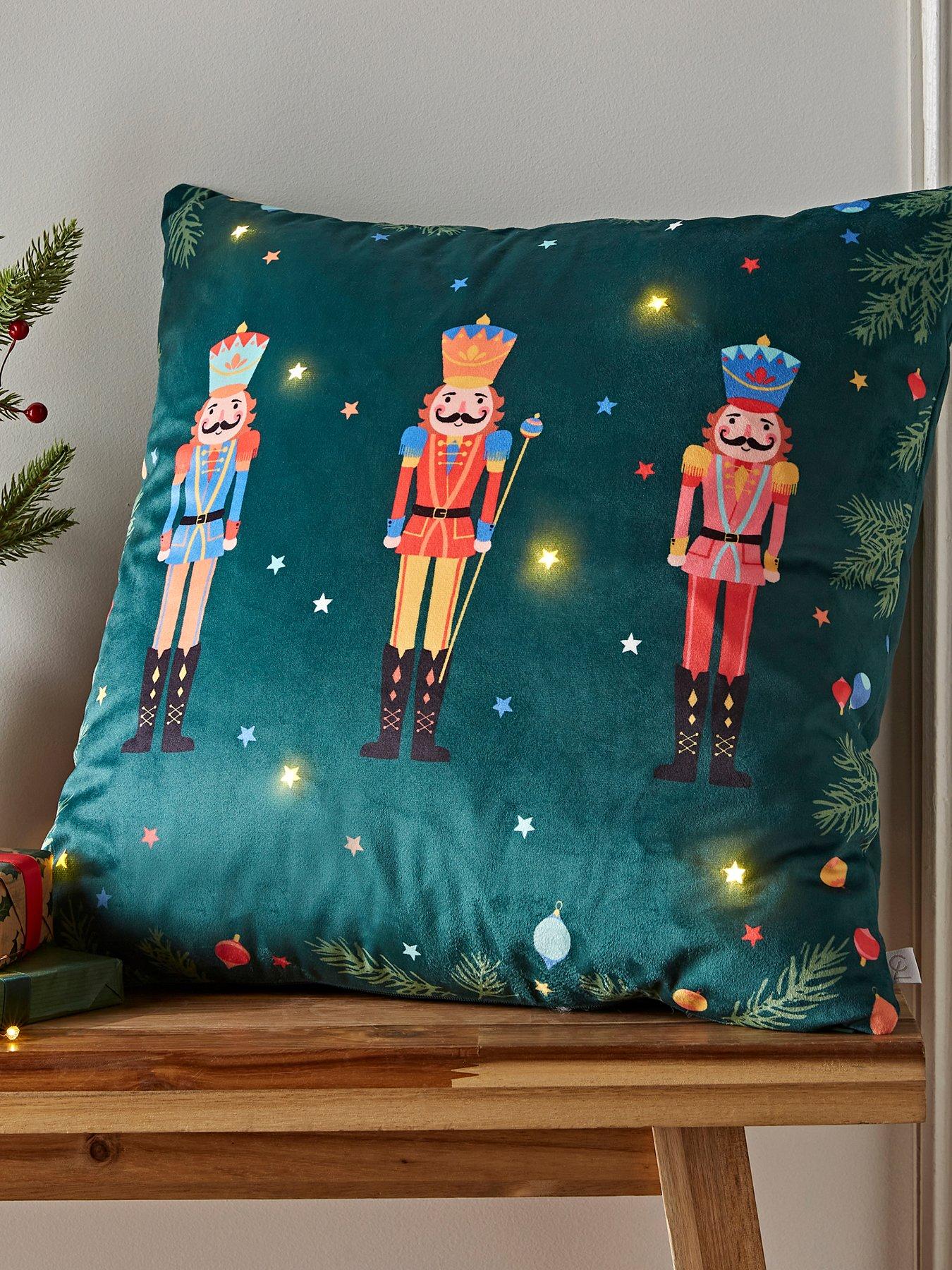 Image 1 of 5 of Catherine Lansfield Nutcracker Christmas Light Up Cushion- 45X45Cm