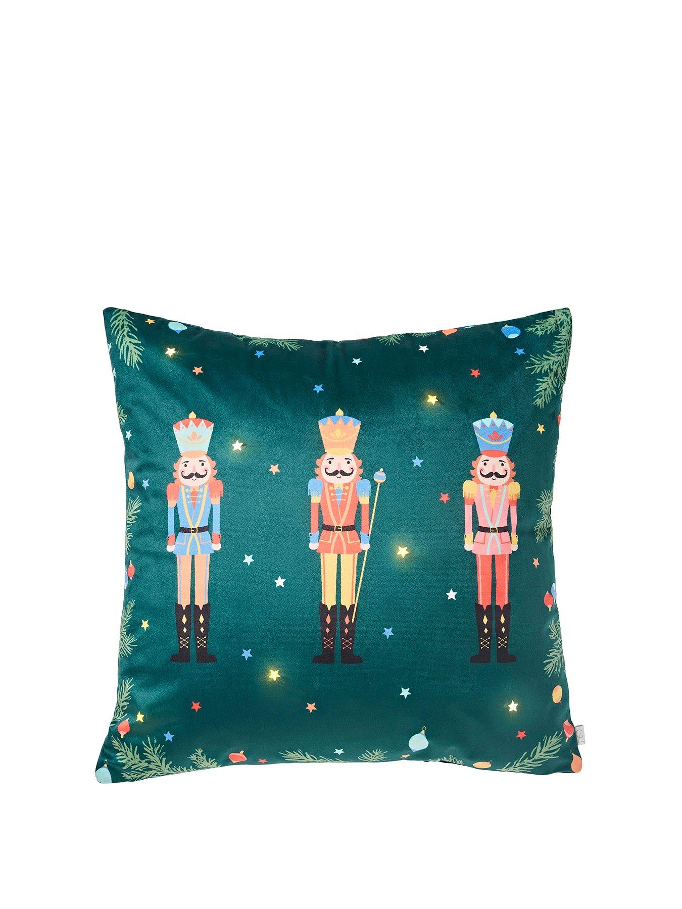 Image 2 of 5 of Catherine Lansfield Nutcracker Christmas Light Up Cushion- 45X45Cm