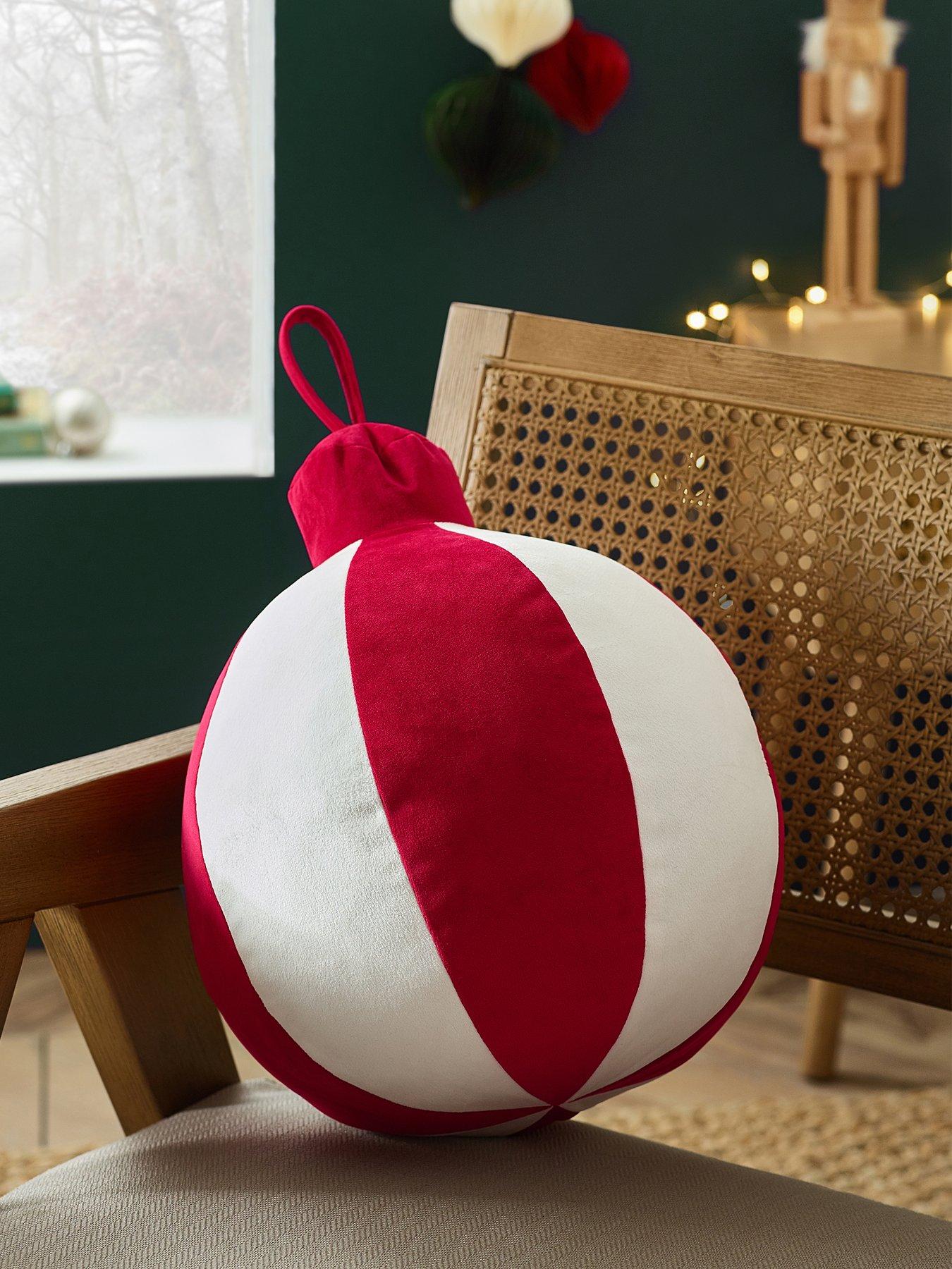 Catherine Lansfield 'Christmas Bauble' 3D Shaped Cushion in Red - Image 6