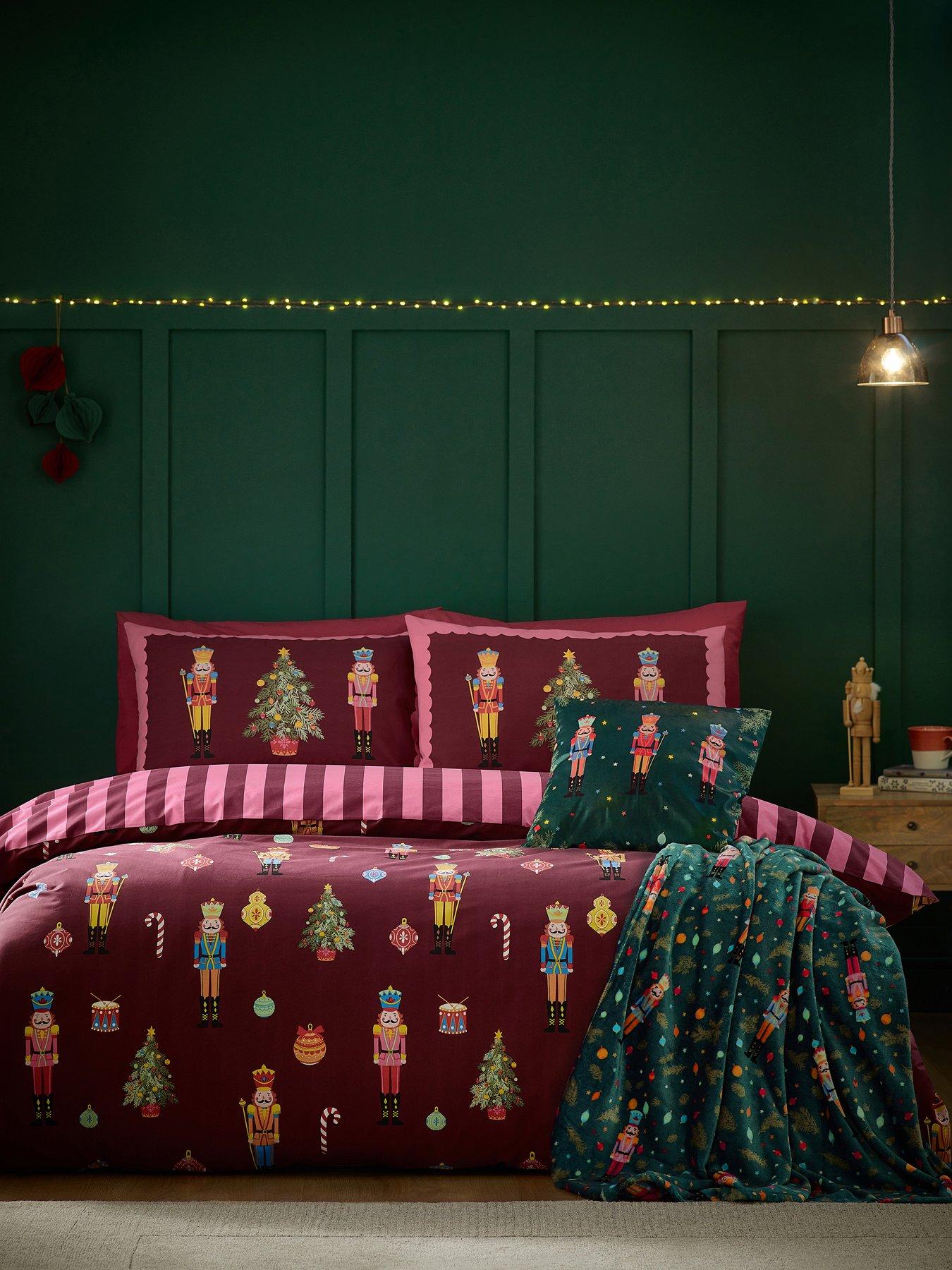 Catherine Lansfield  Purple Christmas Nutcracker Stripe Duvet Cover Set in Size Superking, Sports Direct - Image 8