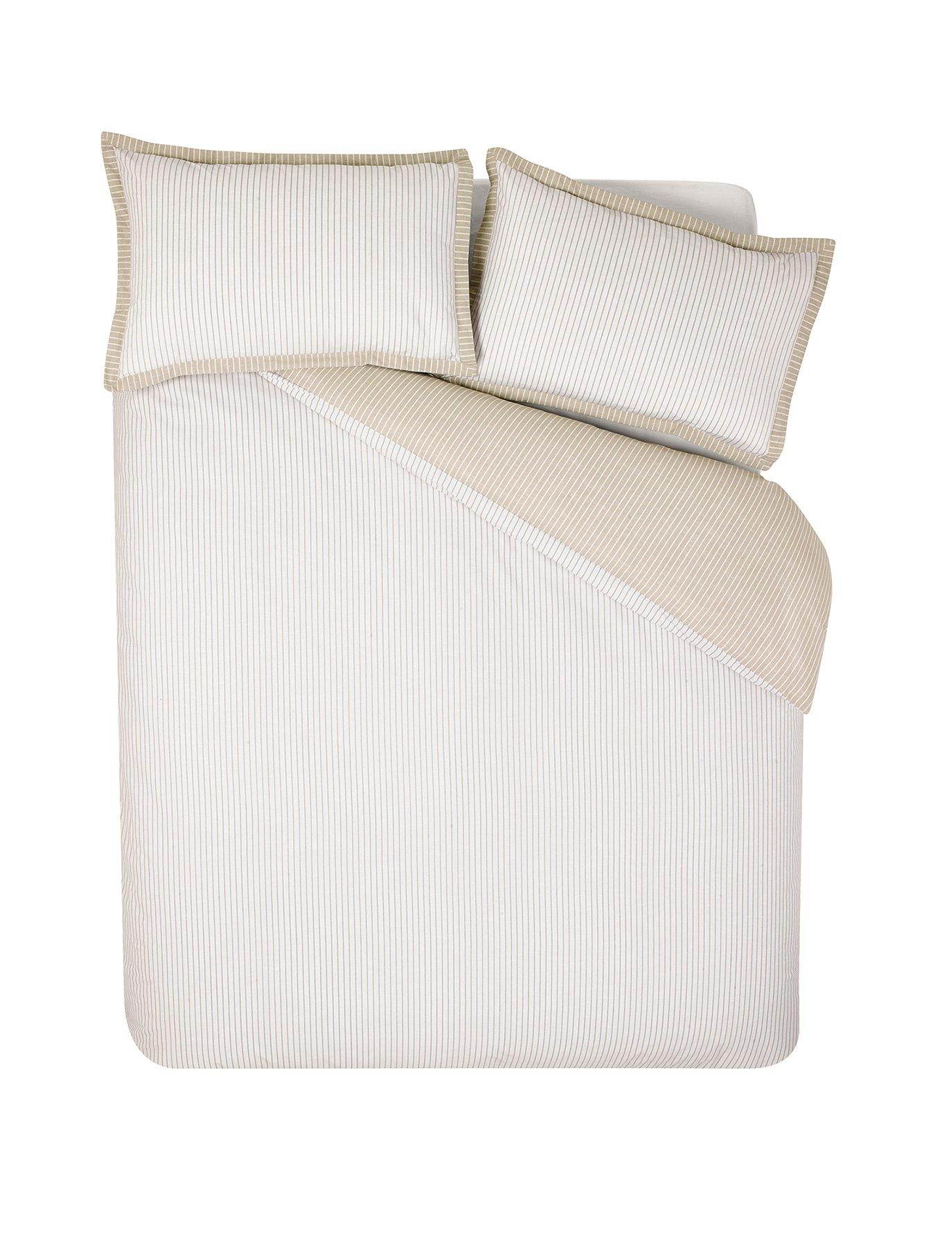 Image 2 of 6 of Catherine Lansfield Oxford Pinstripe Duvet Set - Natural