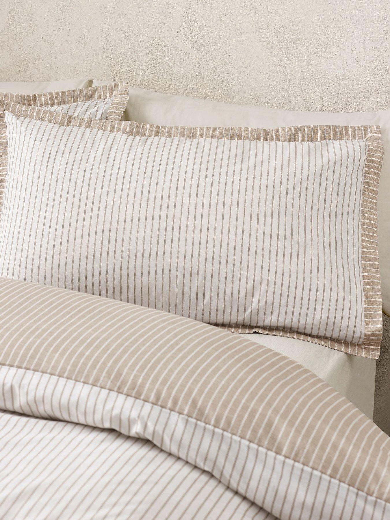 Image 5 of 6 of Catherine Lansfield Oxford Pinstripe Duvet Set - Natural