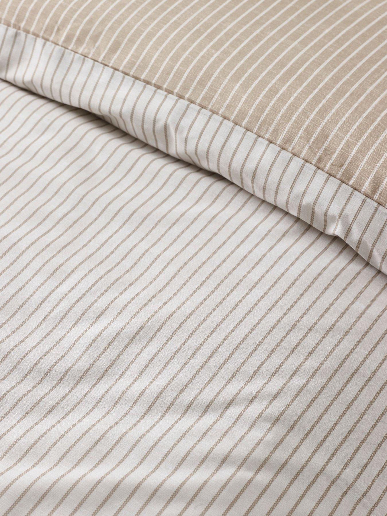 Image 6 of 6 of Catherine Lansfield Oxford Pinstripe Duvet Set - Natural