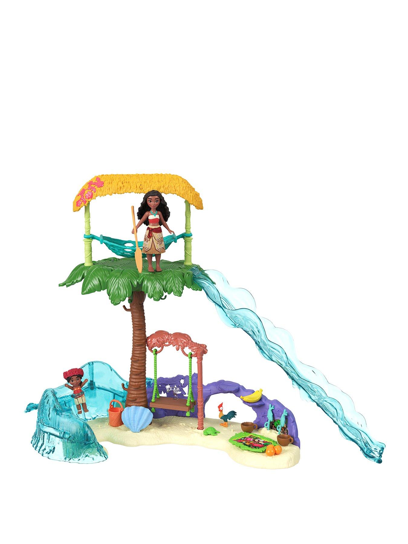 Disney Moana 2 Toys, Moana's Island Adventure Playset with 2 Small Dolls, 2 friends  &  8 Accessories