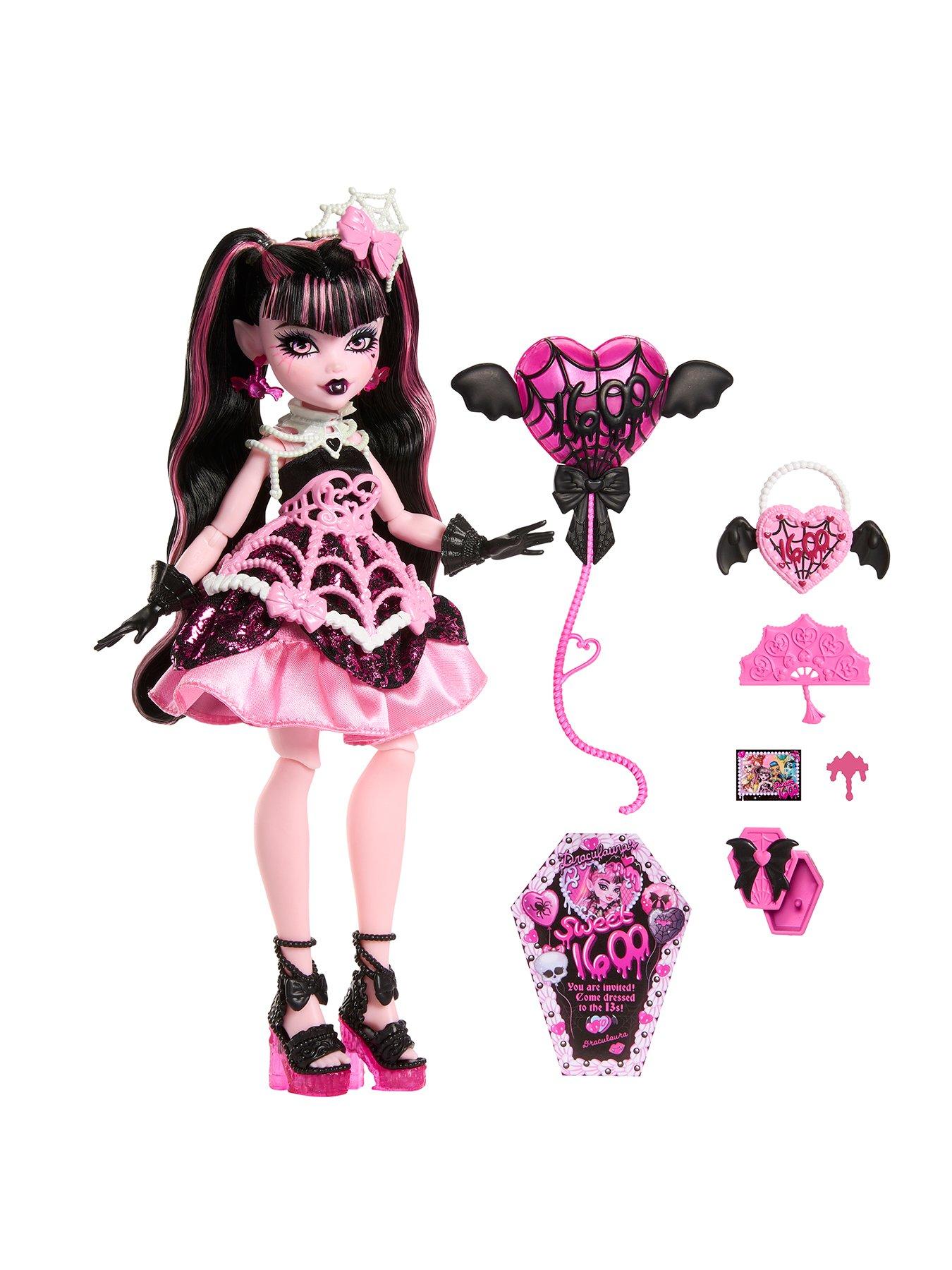 Image 2 of 7 of Monster High Scary Sweet Birthday Draculaura Doll in Party Dress with Balloon &amp; Gift