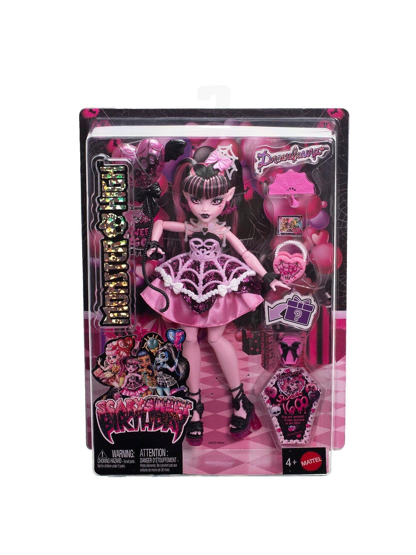 Image 7 of 7 of Monster High Scary Sweet Birthday Draculaura Doll in Party Dress with Balloon &amp; Gift