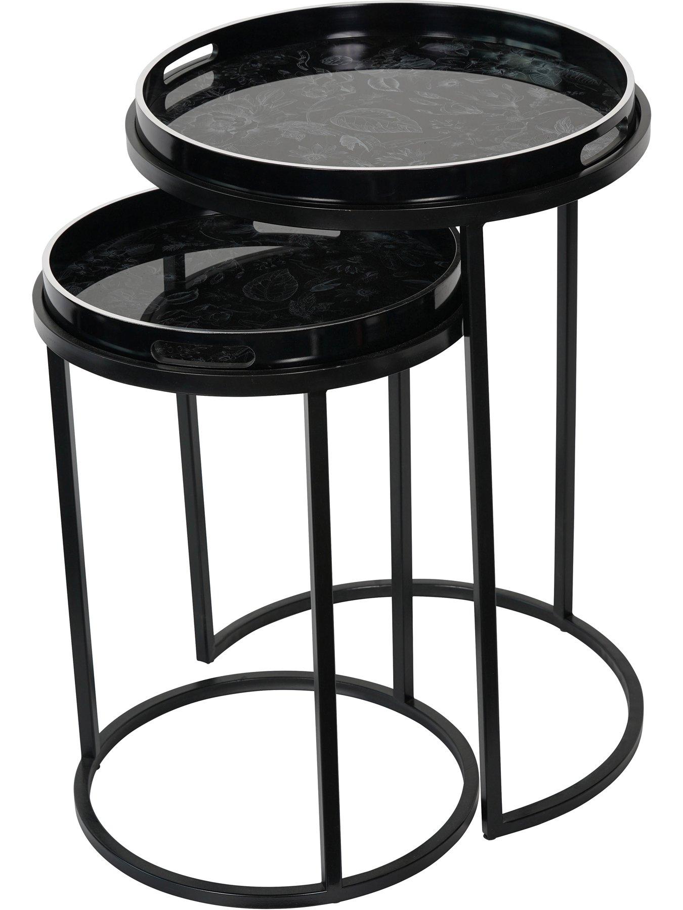 Laura Ashley Louise Print Set Of 2 Side Tables With Removeable Trays