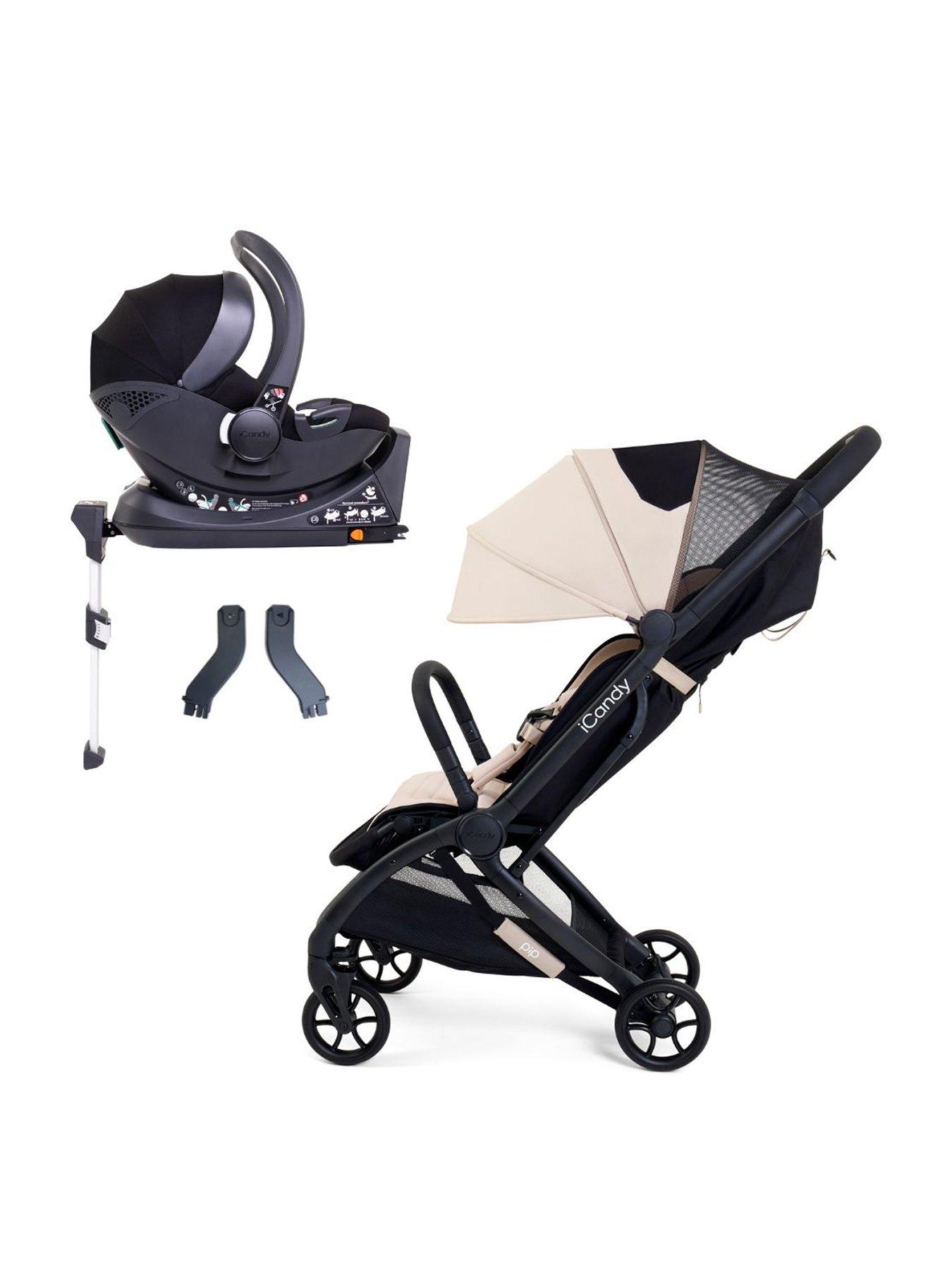 iCandy Pip Travel System with Black Cocoon Car Seat Base & Adapters - Latte