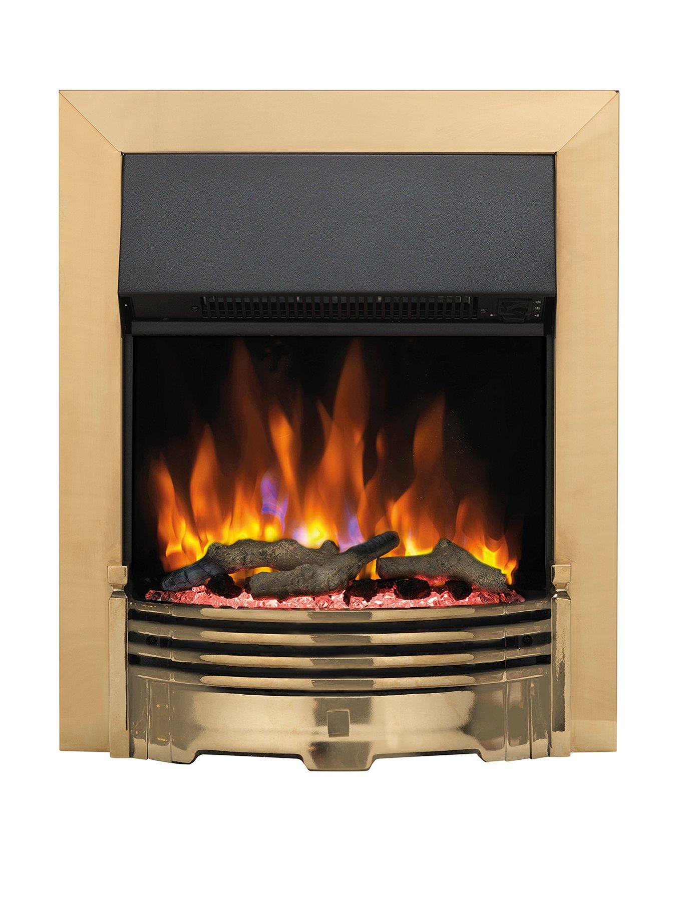 Dimplex Helmsdale Optiflame 2kW Electric Inset Fire, Remote Control, Brass