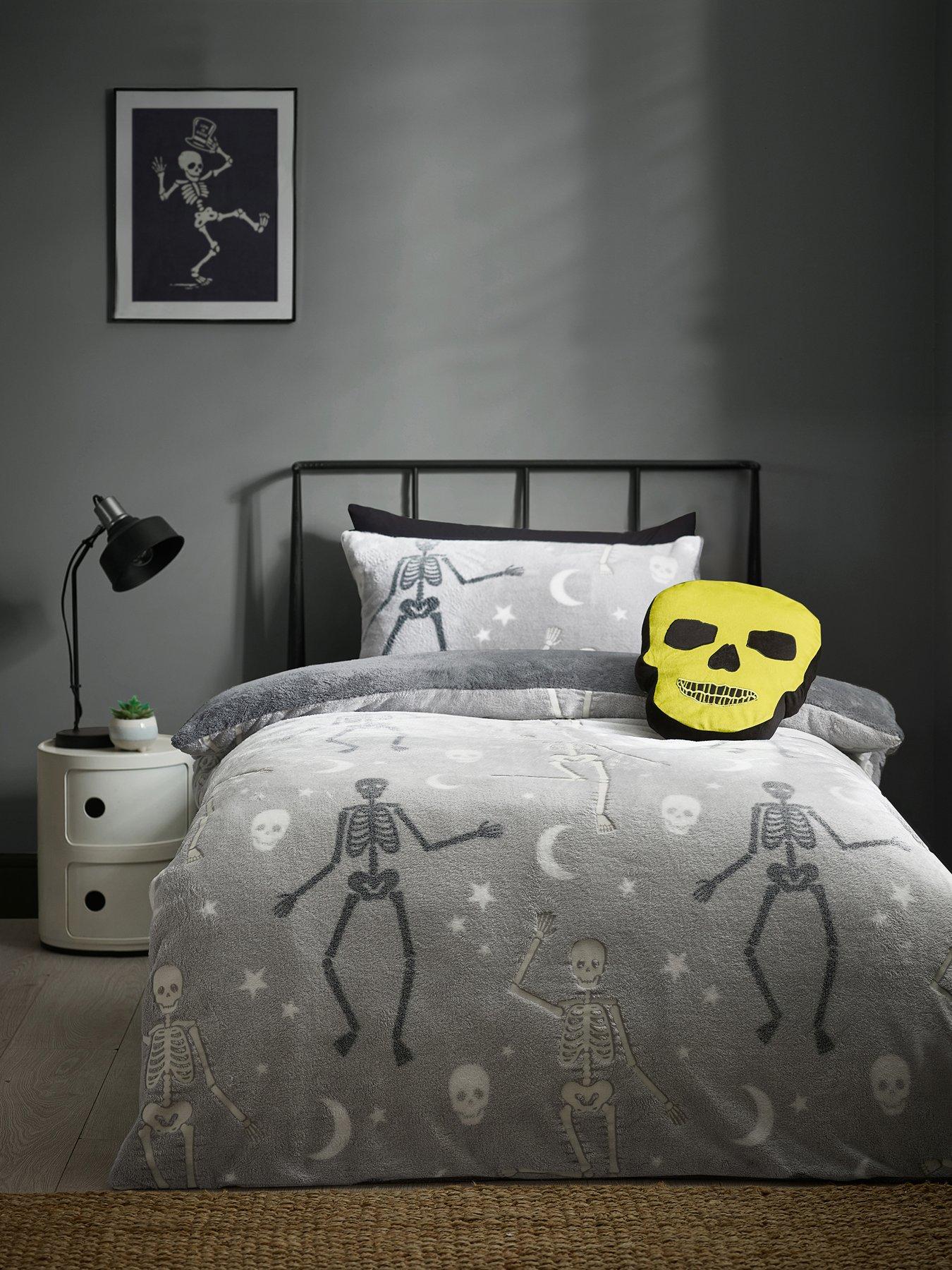 undefined Halloween Skeleton Fleece Duvet Set