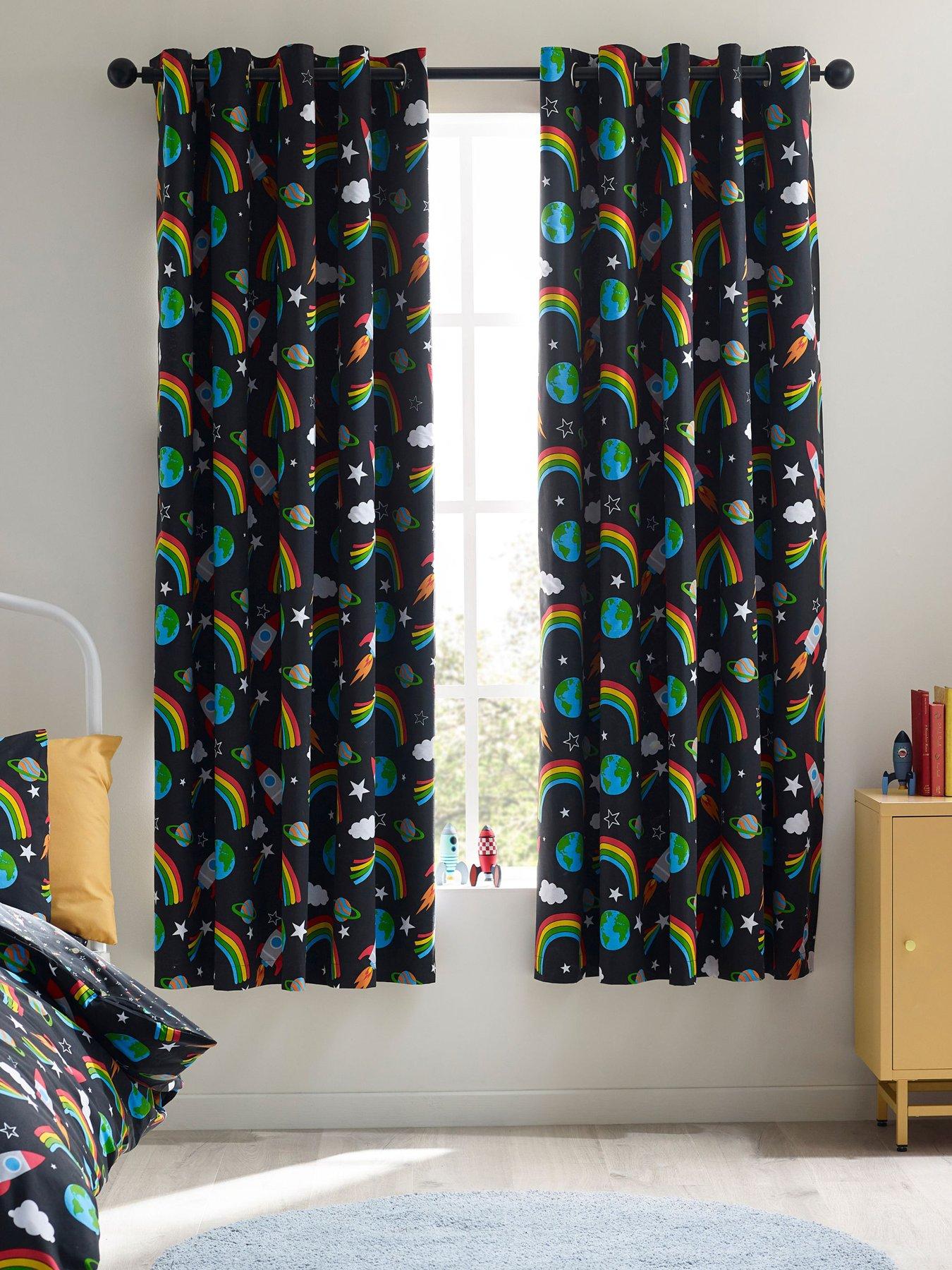Catherine Lansfield Rainbow Rockets Curtains- 66x72 inch