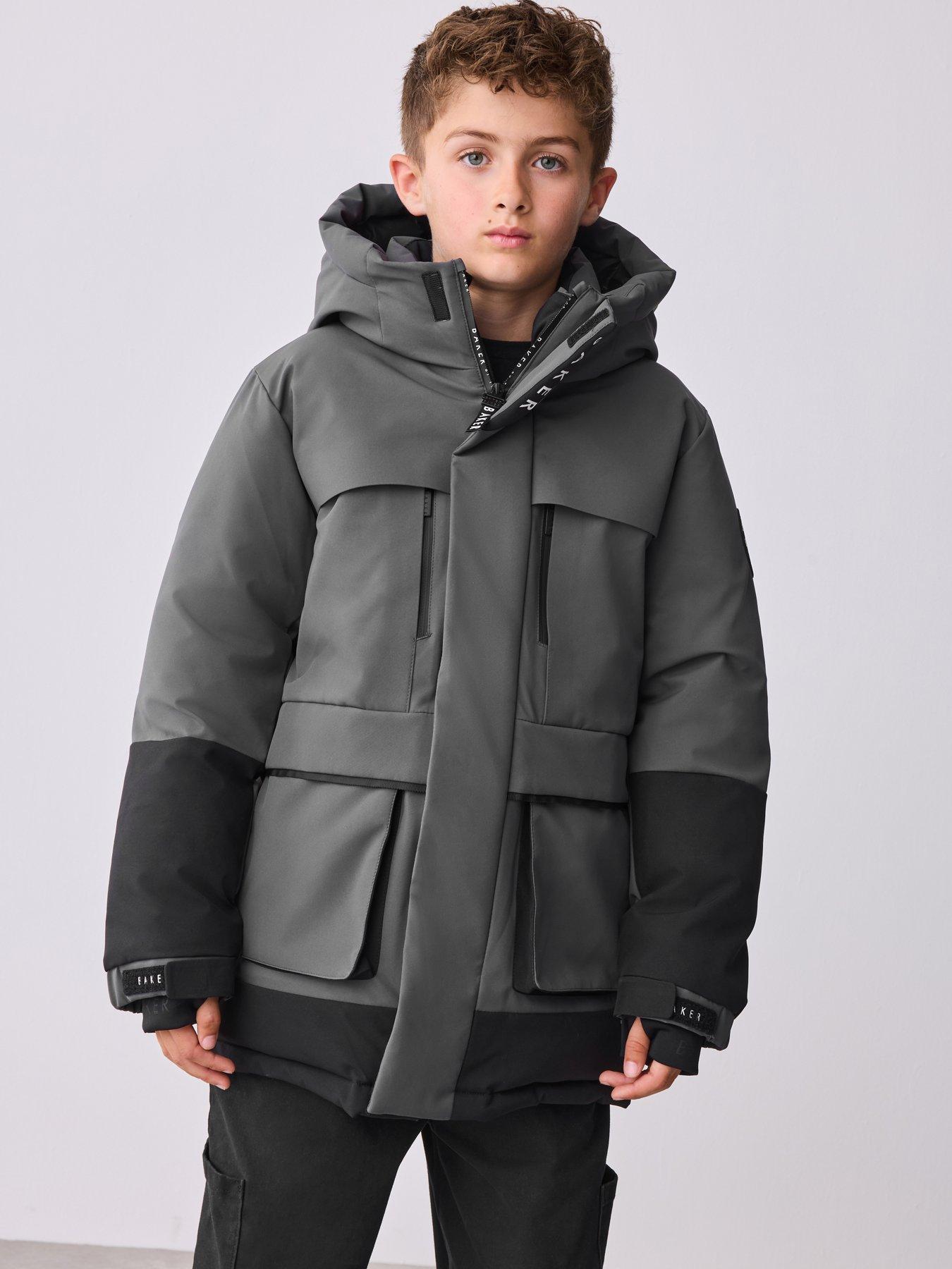 Image 1 of 6 of Ted Baker Younger Boys Colourblock Coat - Grey