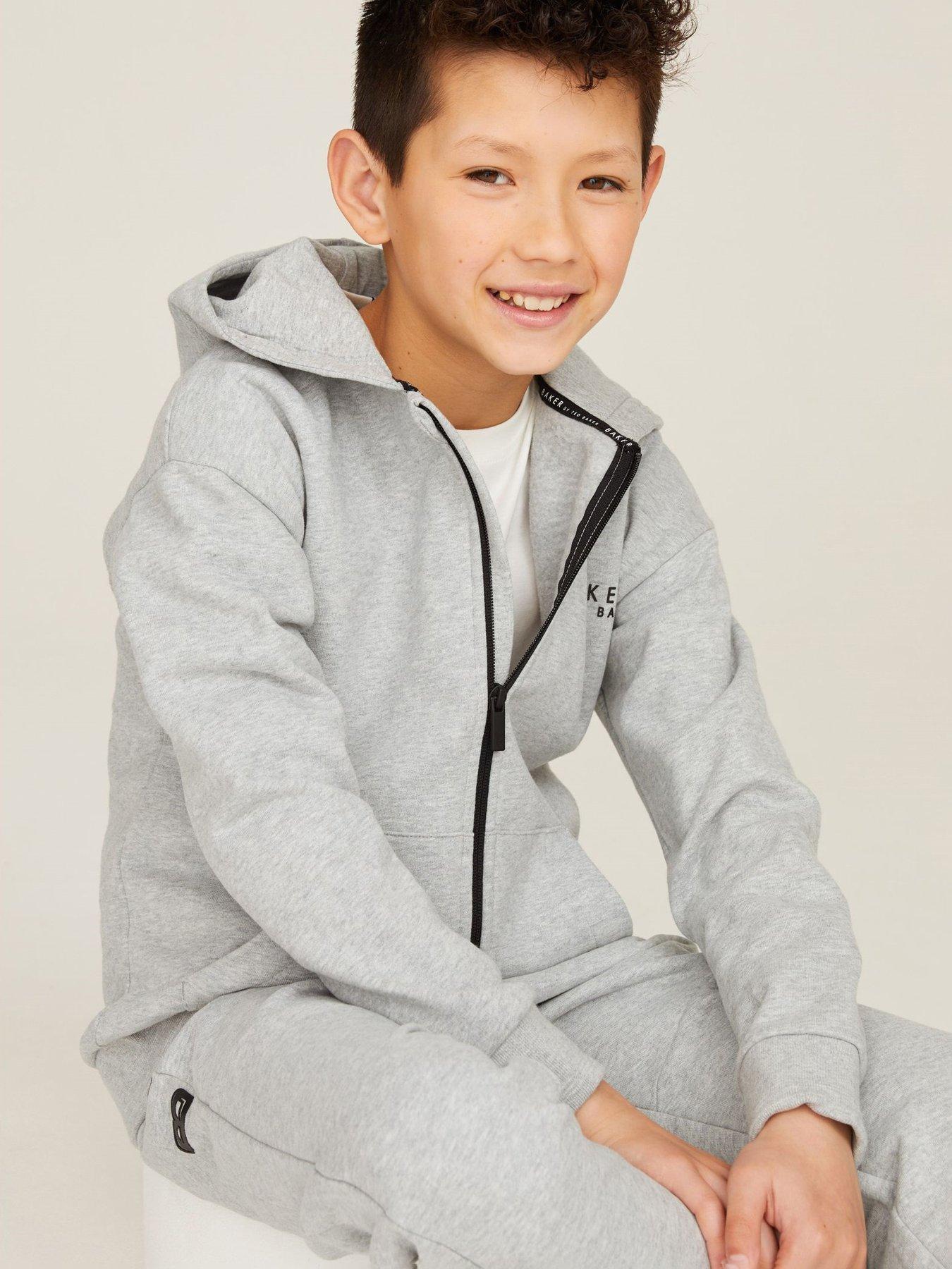 undefined Younger Boys Hoodie  &  Jogger Zip Set - Grey