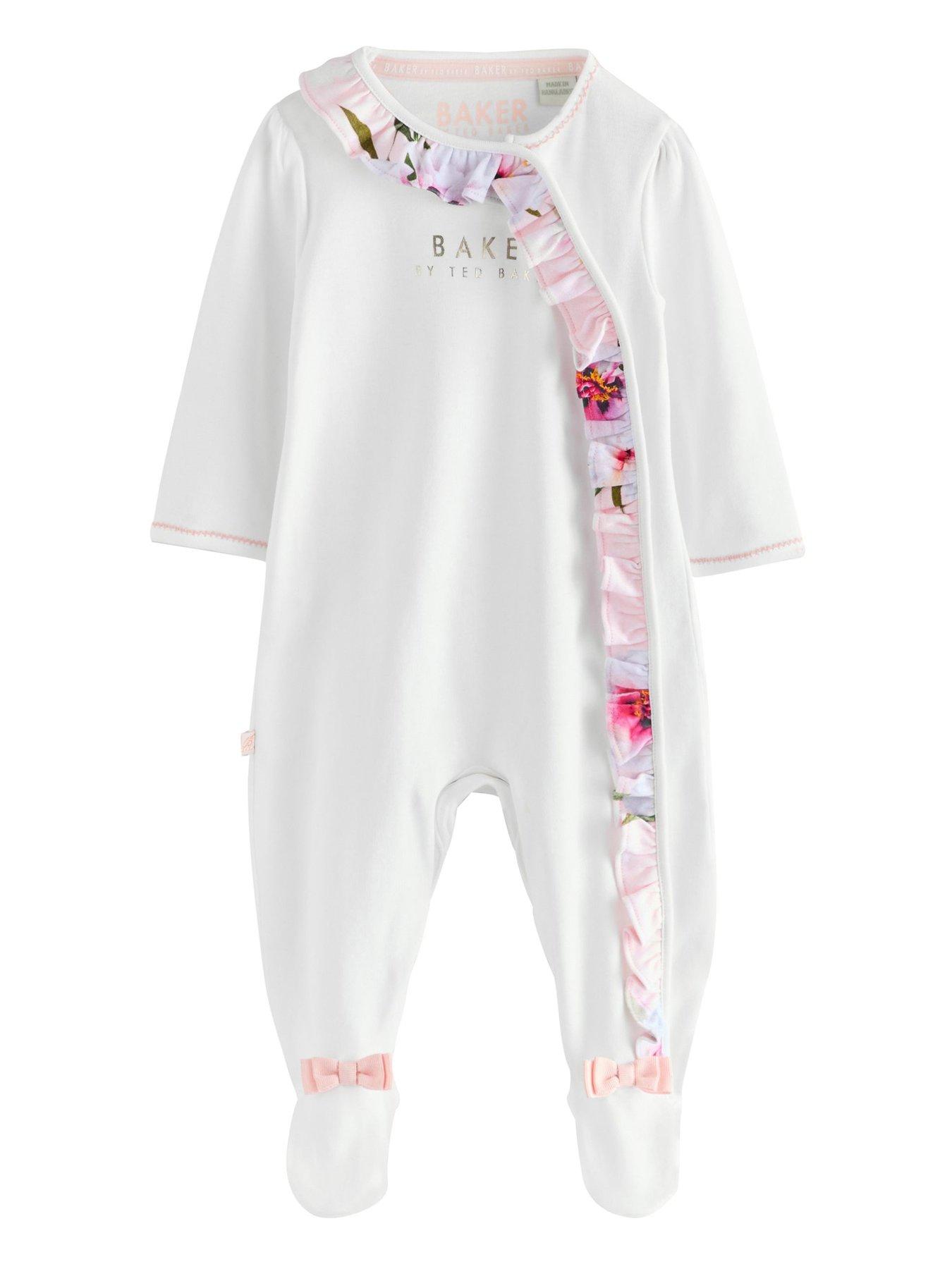 Image 4 of 7 of Ted Baker Baby Girls Bow Sleepsuits - Pink