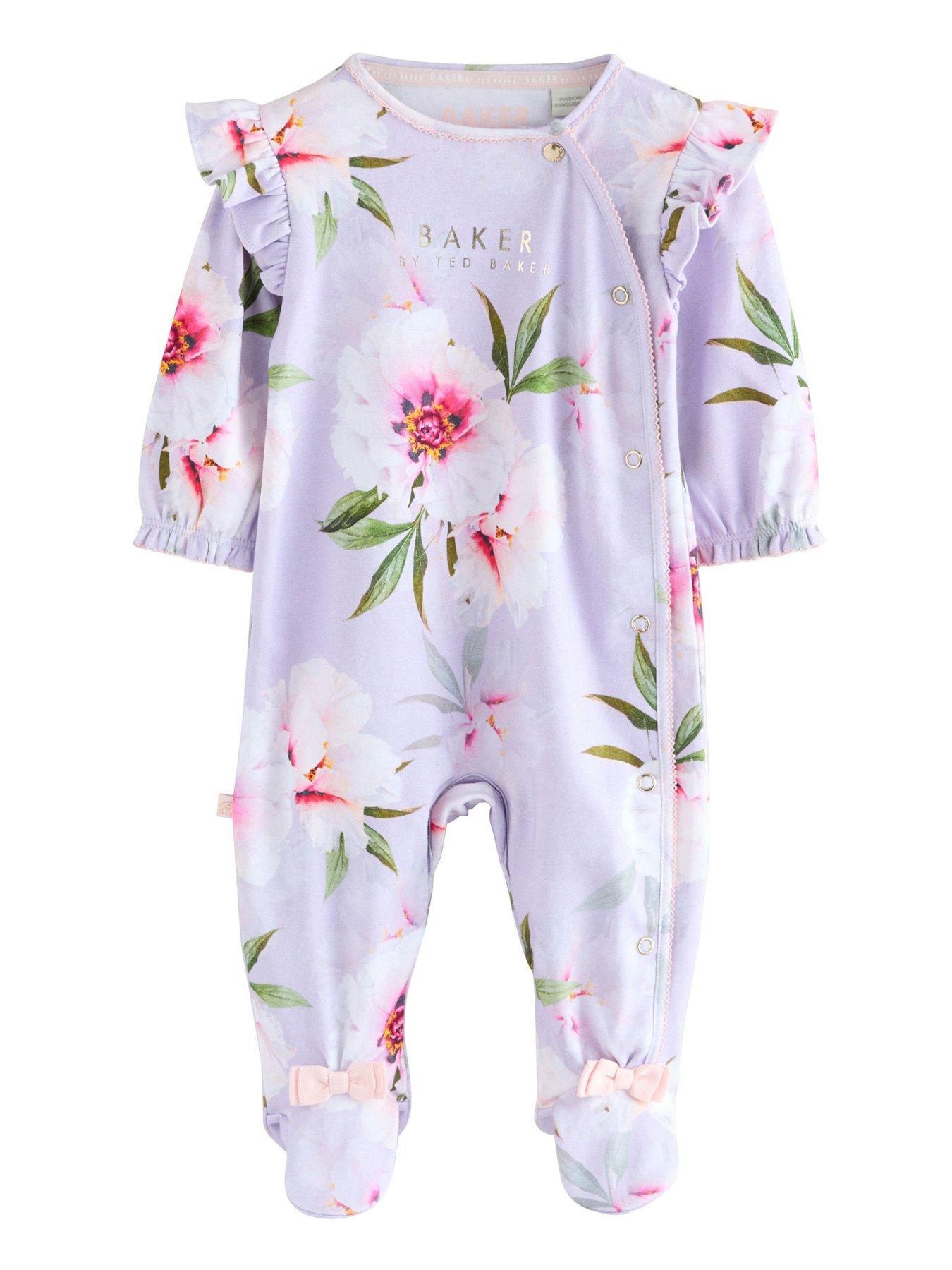 Image 5 of 7 of Ted Baker Baby Girls Bow Sleepsuits - Pink