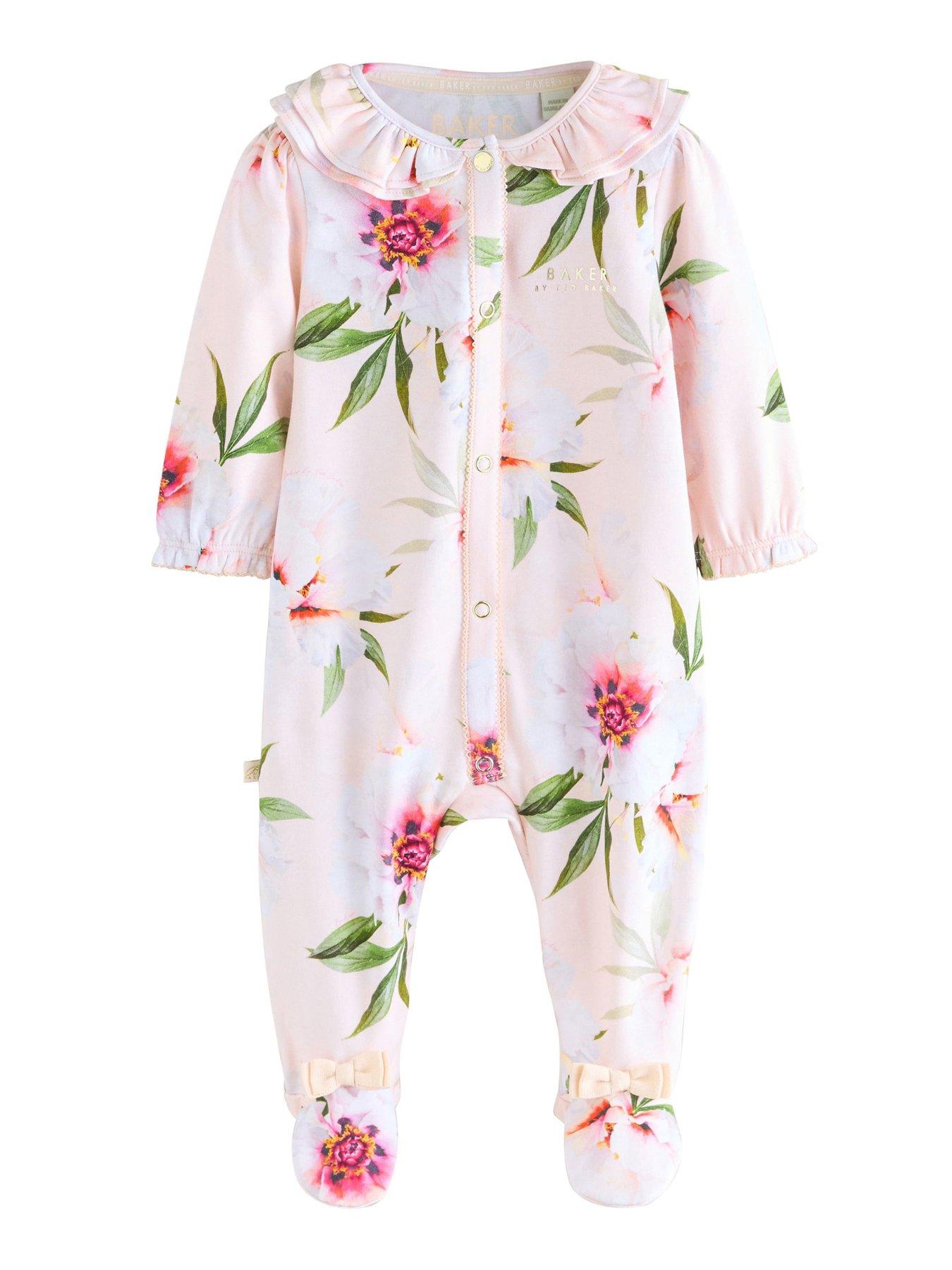 Image 6 of 7 of Ted Baker Baby Girls Bow Sleepsuits - Pink