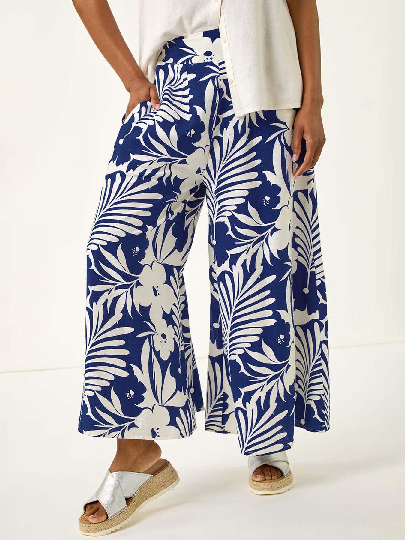 undefined Multi Floral Print Culotte - Royal Blue