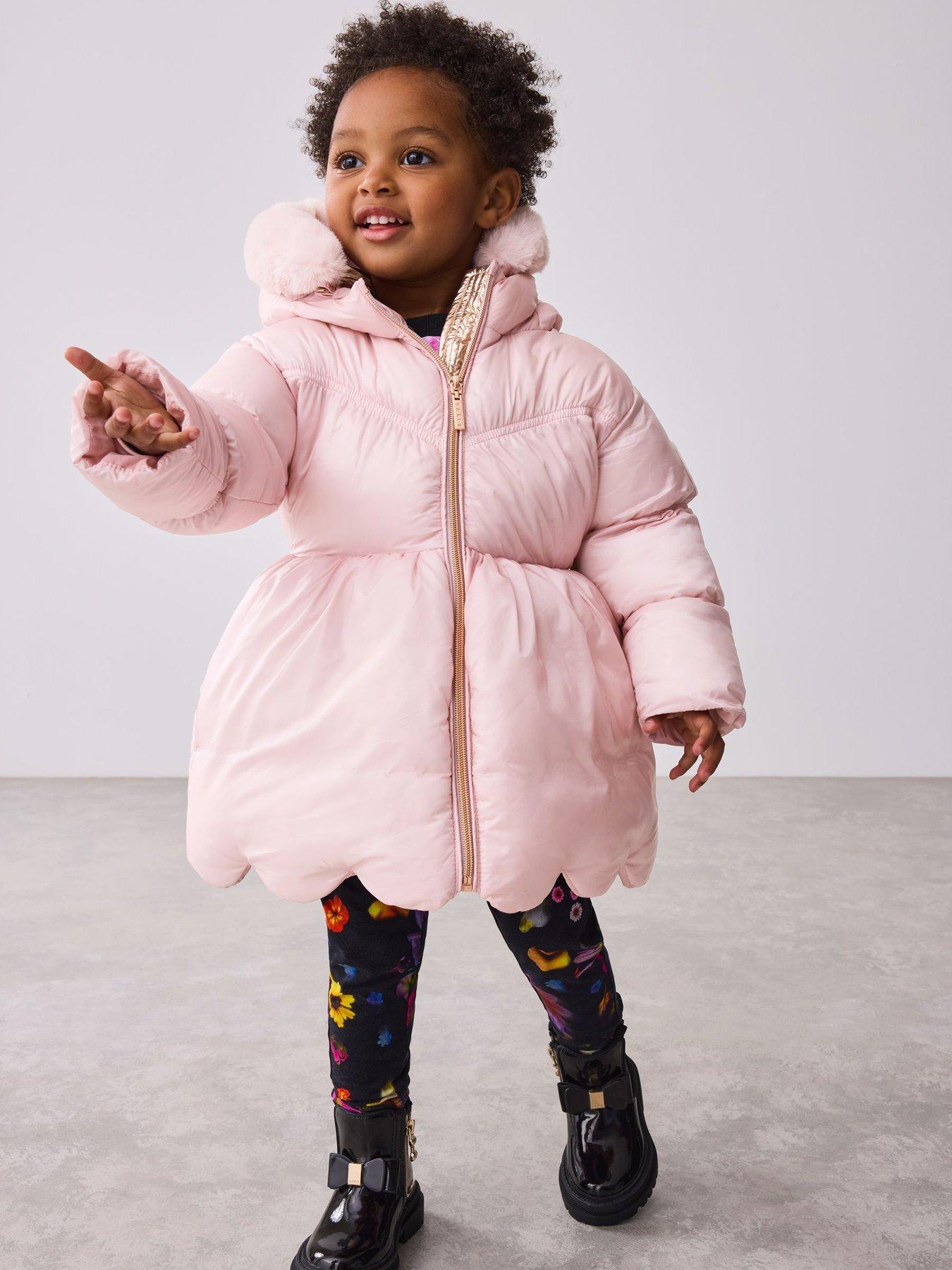 Ted Baker Younger Girls Scalop Coat With Bag - Pink