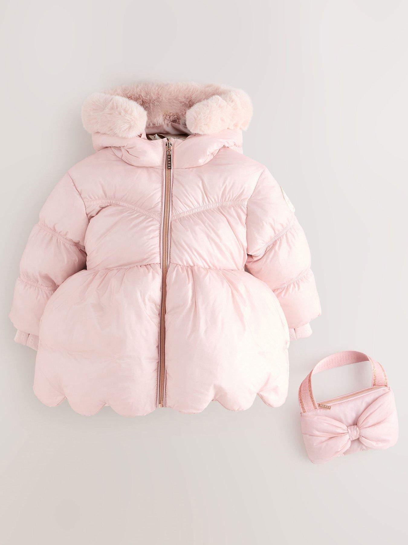 undefined Younger Girls Scalop Coat With Bag - Pink