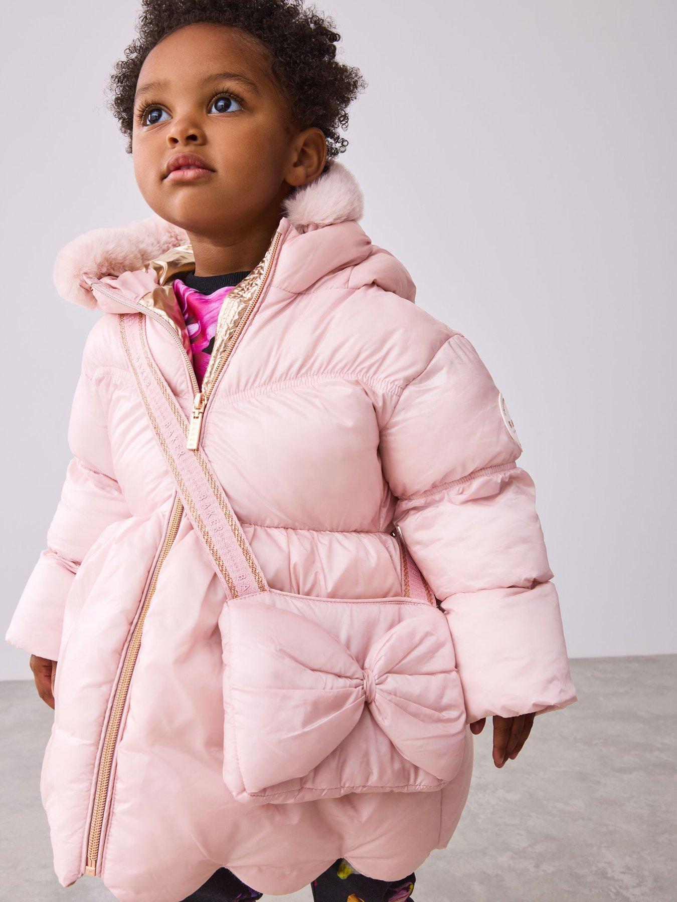 Ted Baker Younger Girls Scalop Coat With Bag Pink Very