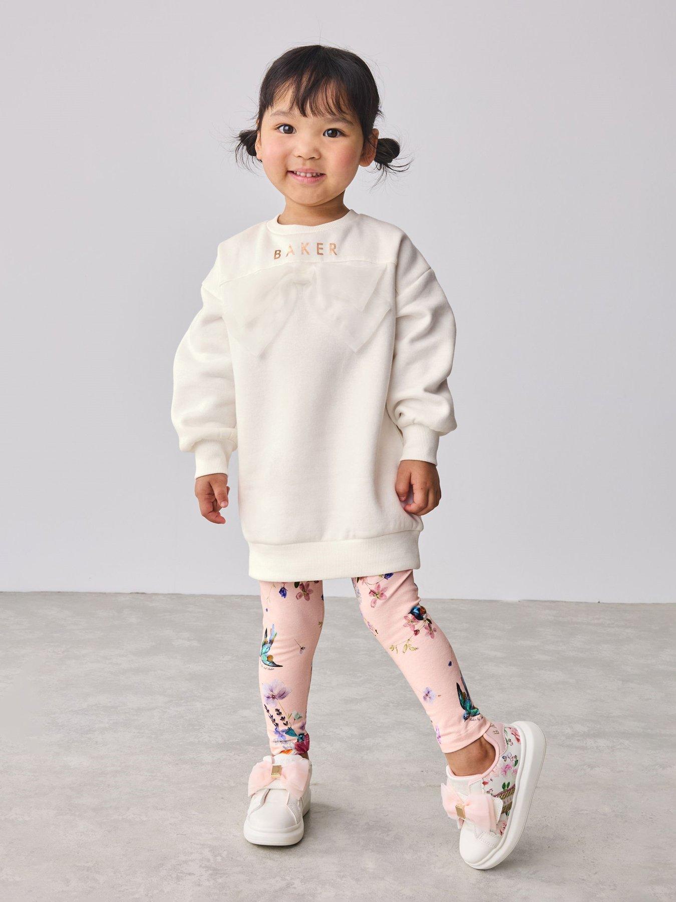 undefined Younger Girls Bow Sweat Top  &  Legging Set - Pink