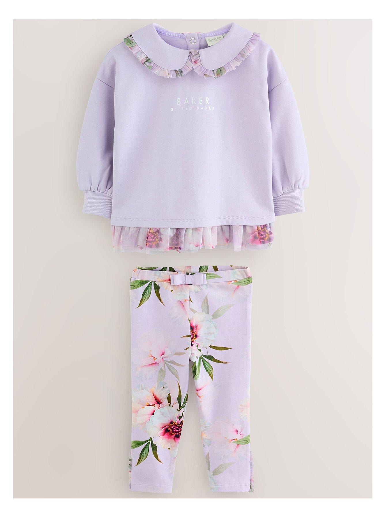 undefined Younger Girls Collar Sweat Top & Legging Set - Purple