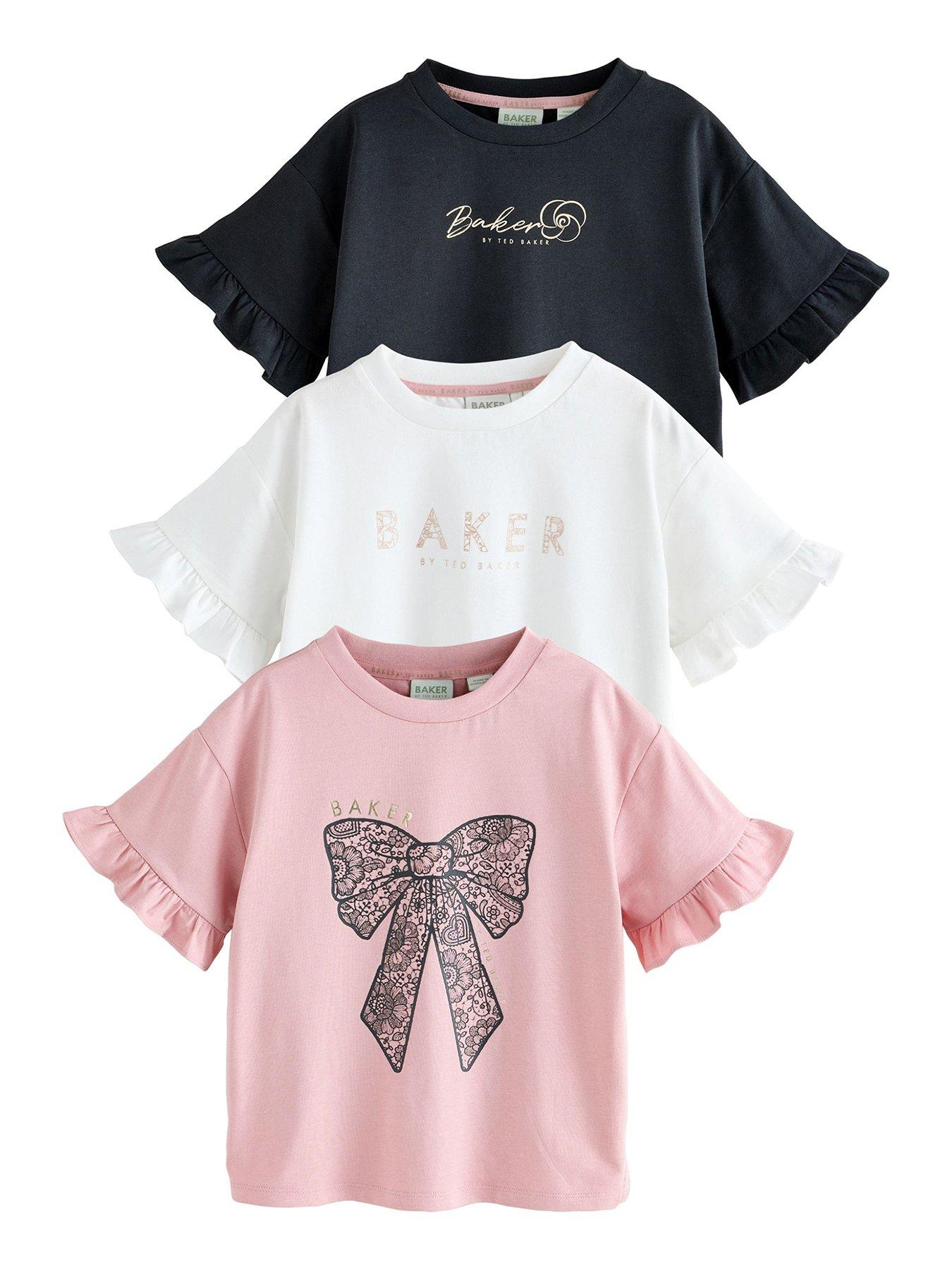 Image 1 of 7 of Ted Baker Younger Girls 3 Pack Bow T-Shirt - Multi