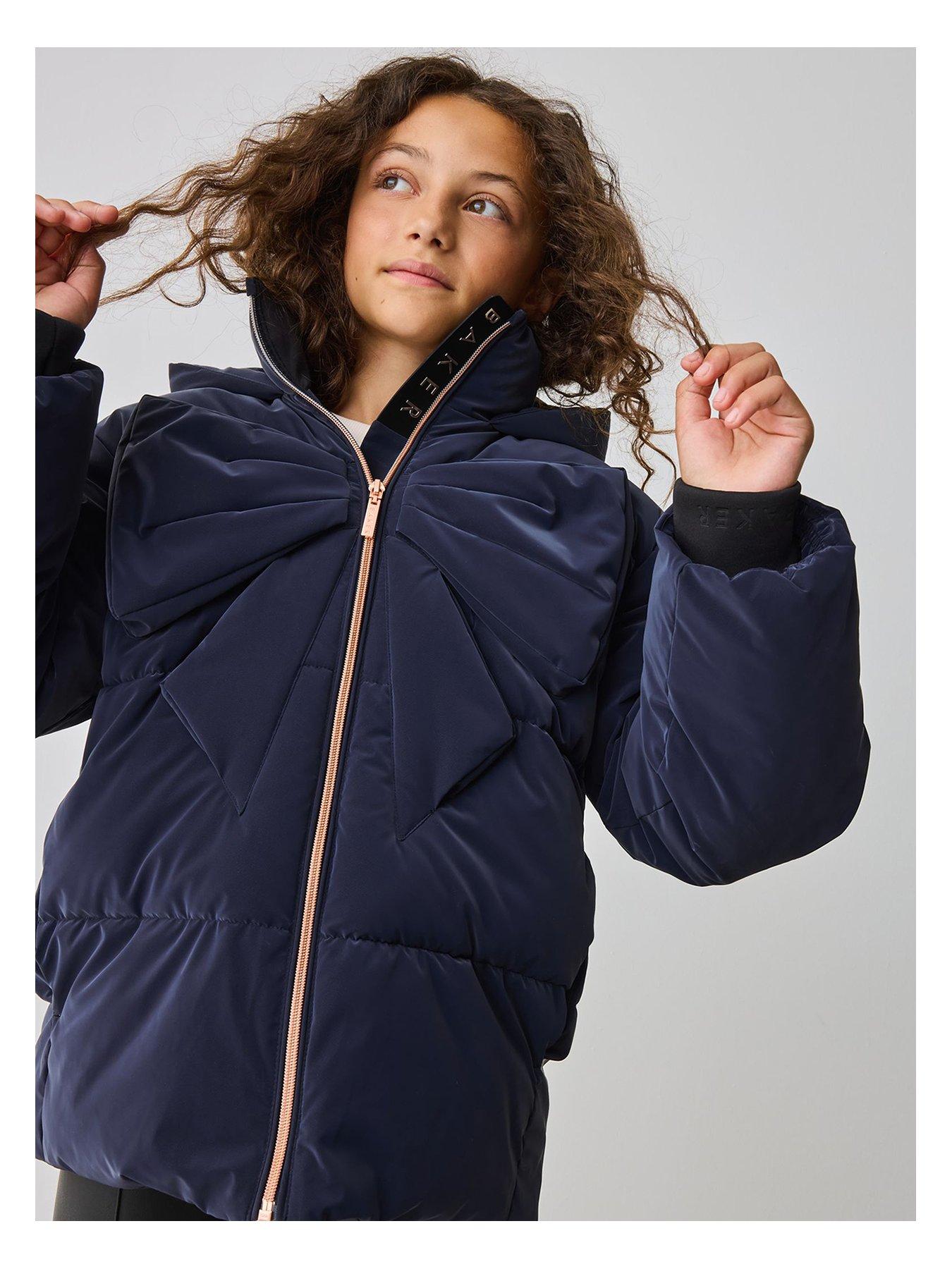 Ted Baker Younger Girls Bow Coat - Navy