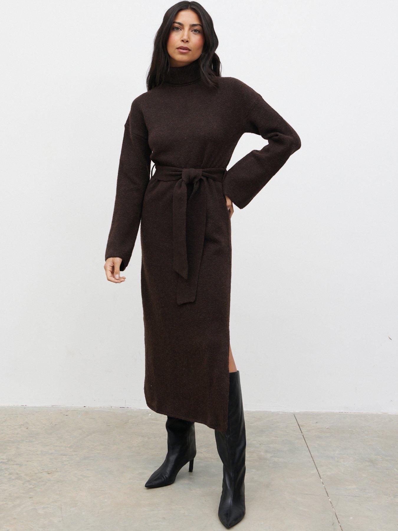 Pretty Lavish Wrenley Midaxi Knit Dress - Brown | Very