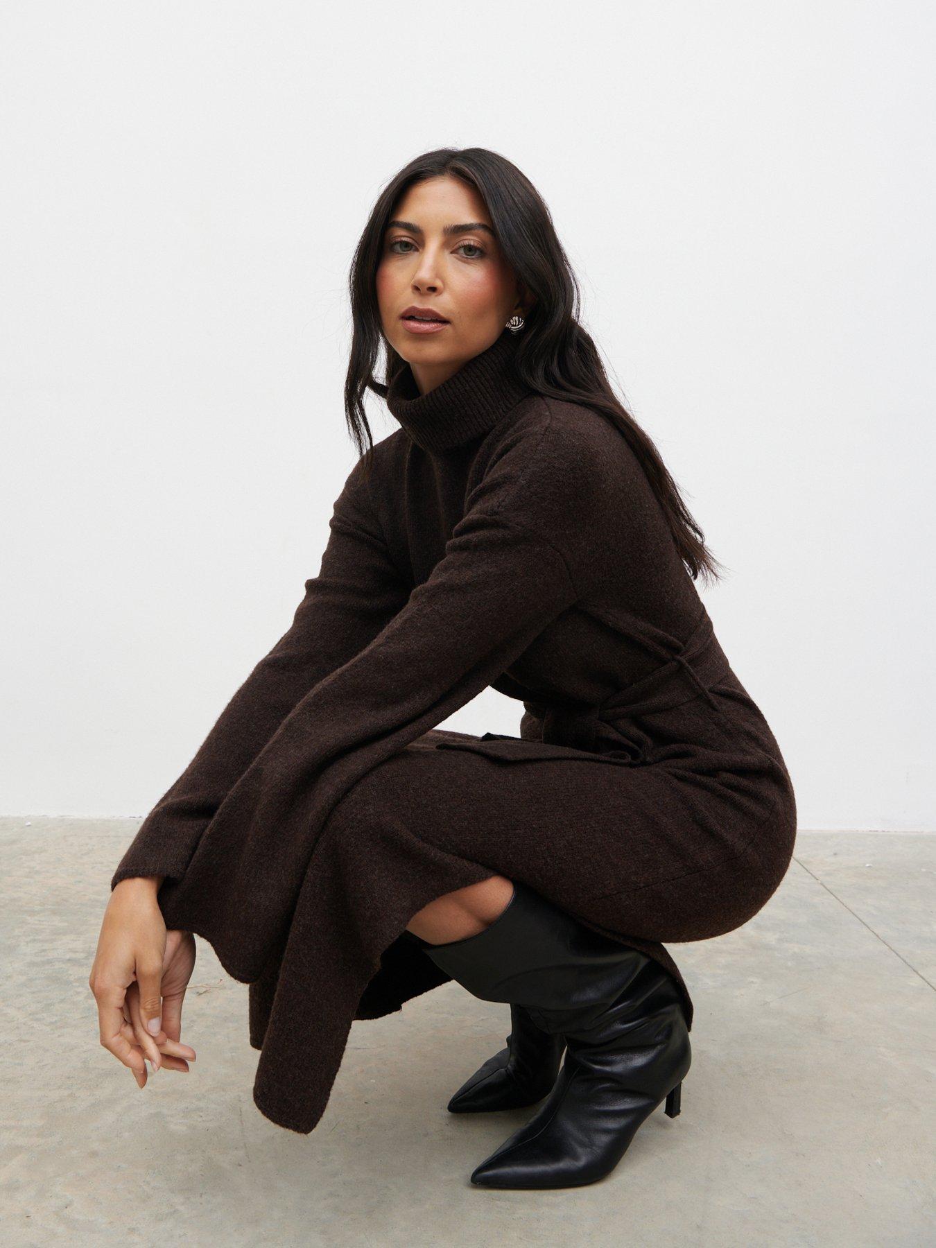 Pretty Lavish Wrenley Midaxi Knit Dress - Brown | Very