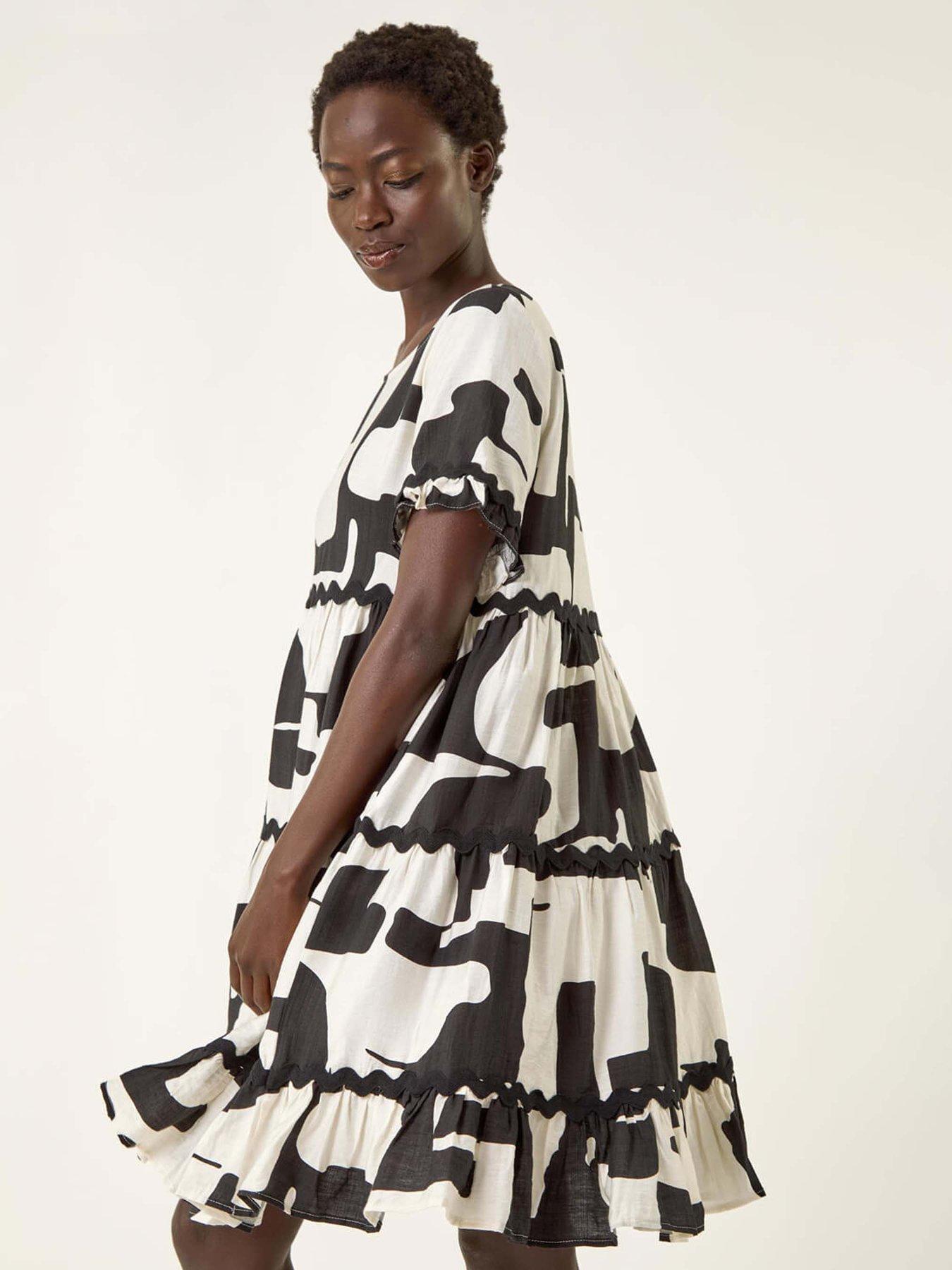 Roman Ric Rac Print Smock Dress - Black | Very