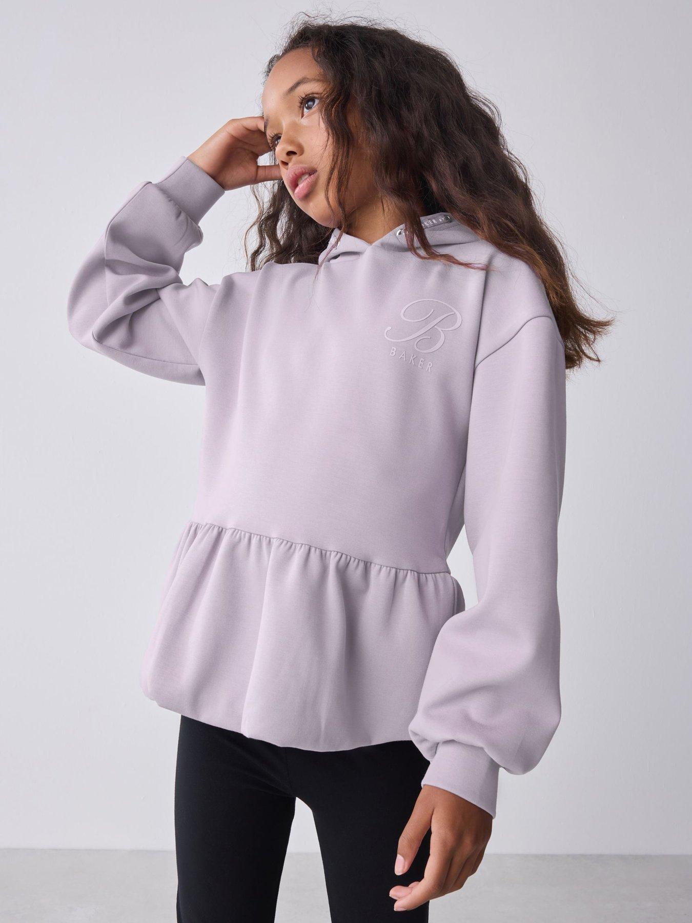 Image 1 of 6 of Ted Baker Older Girls Peplum Hem Hoodie - Purple