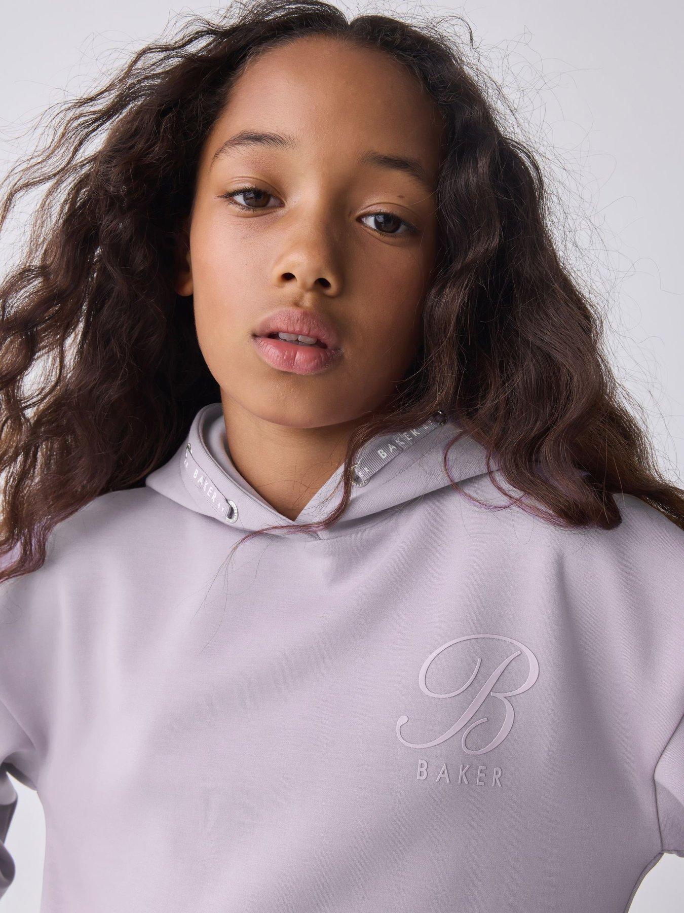 Image 4 of 6 of Ted Baker Older Girls Peplum Hem Hoodie - Purple
