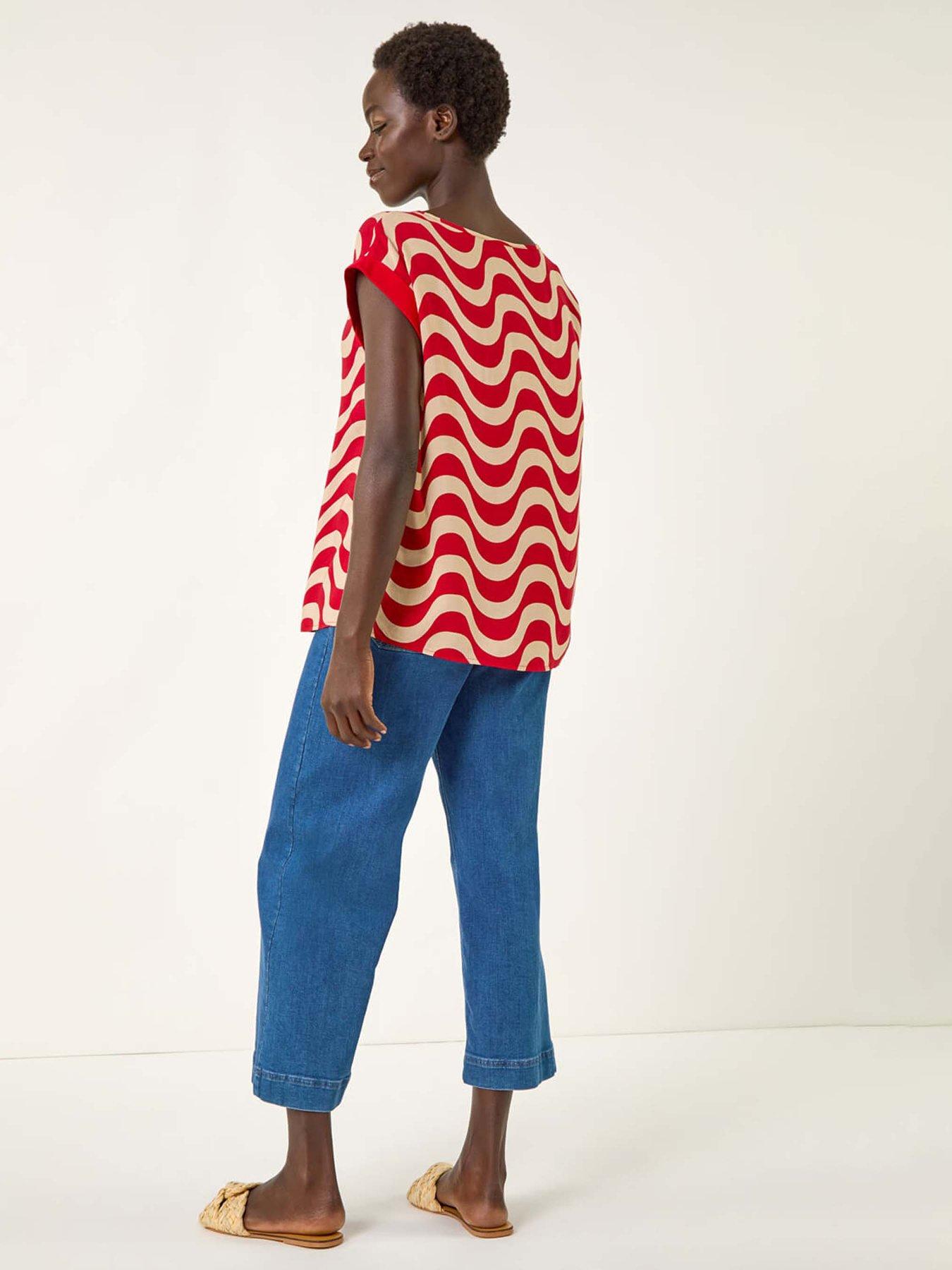 Roman Wave Print Shell Top - Red | Very
