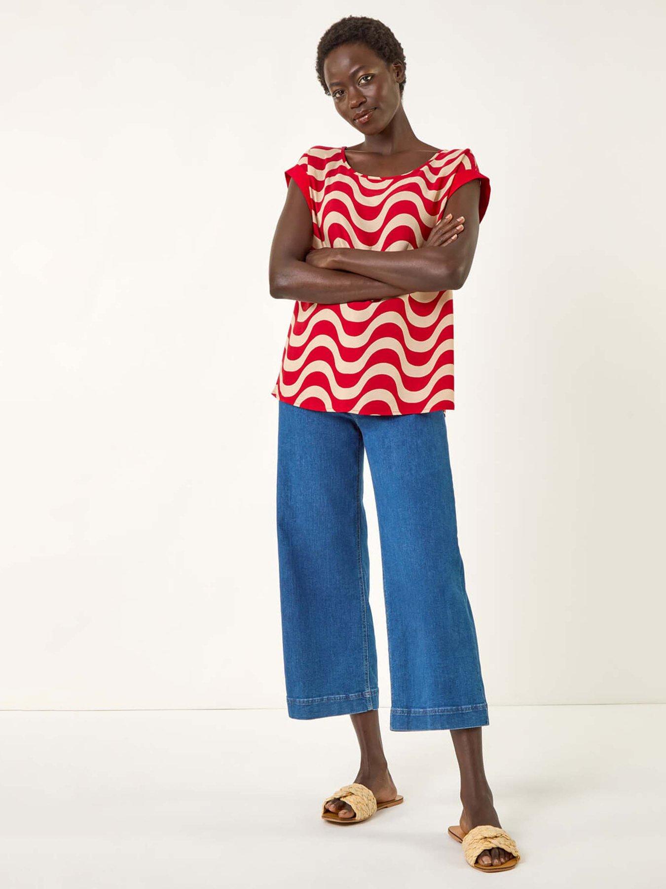 Roman Wave Print Shell Top - Red | Very