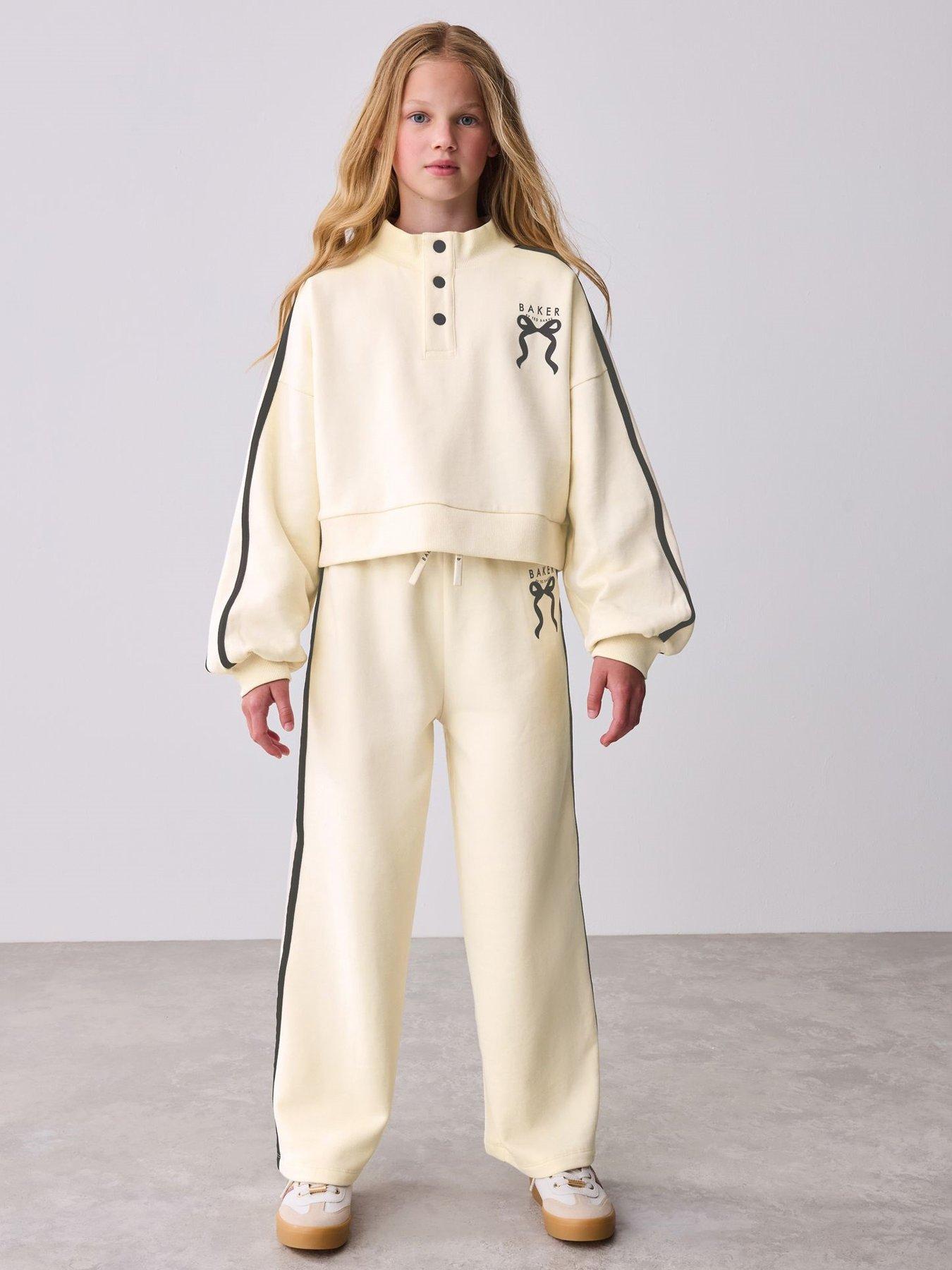 undefined Older Girls Sweat Top  &  Jogger Set - Beige