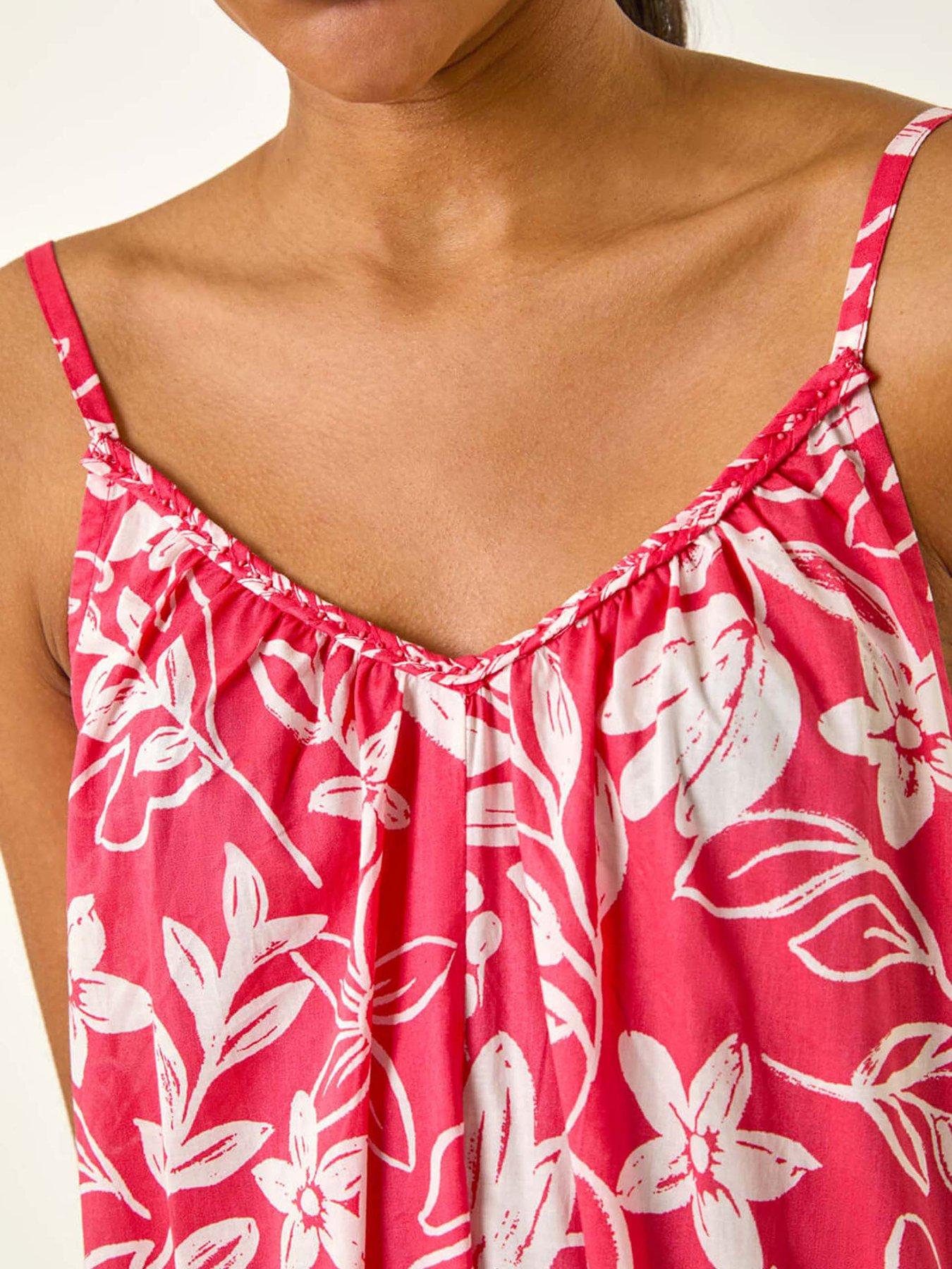 Image 5 of 5 of Roman Floral Strappy Maxi Dress - Coral